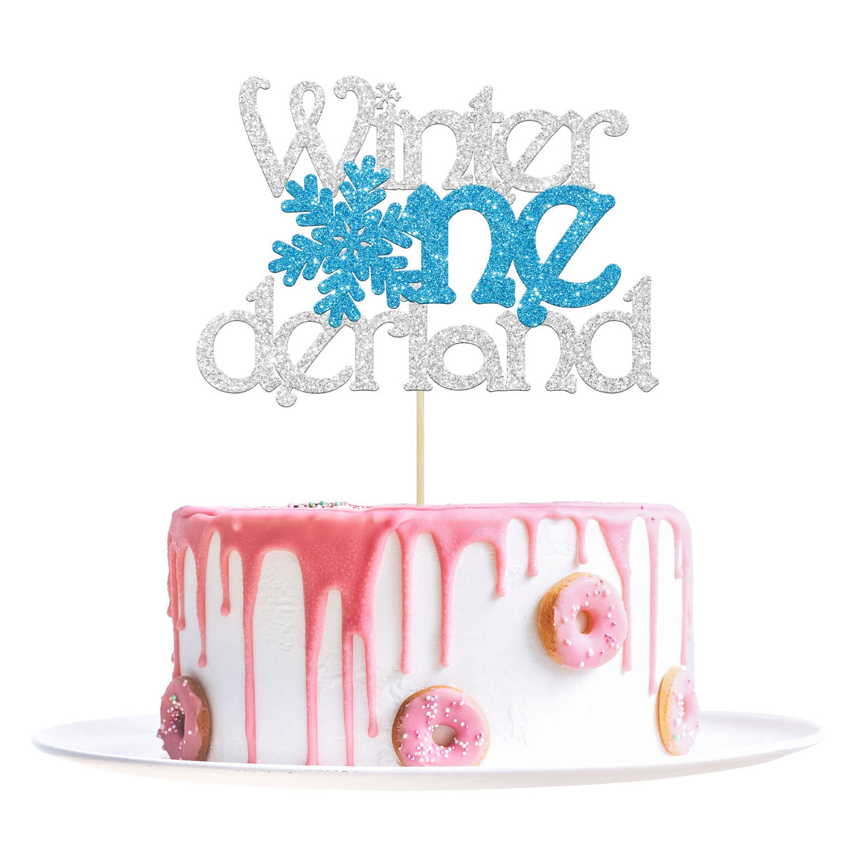1Pc Winter Onederland Cake Topper Glitter Snowflake One 1St Birthday Party Cake Pick Decorations For Winter Snowflake Theme Baby