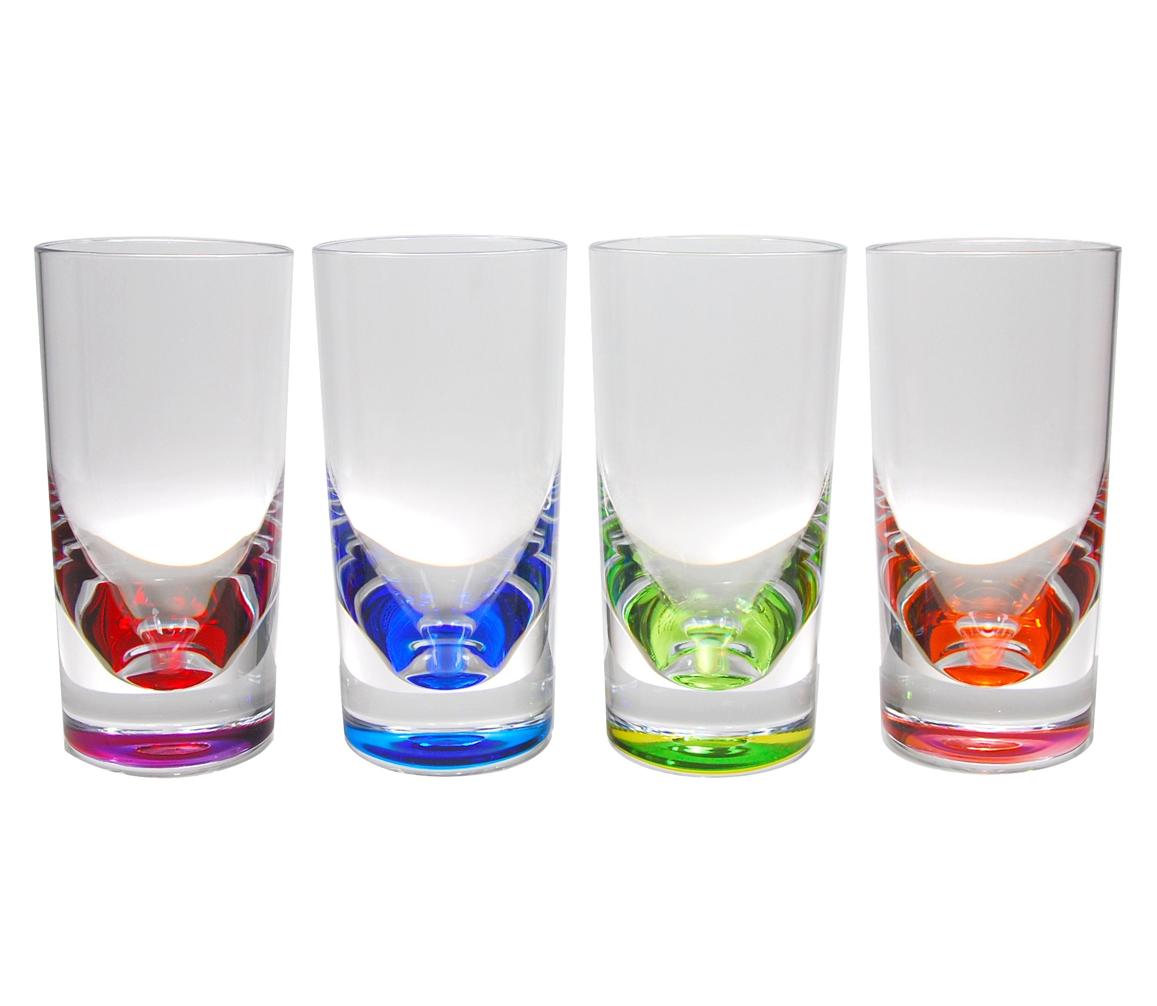 Qg 12Oz Clear Acrylic Plastic Teardrop Drinking Glass With Heavy Colored Base Tumbler Set Of 4