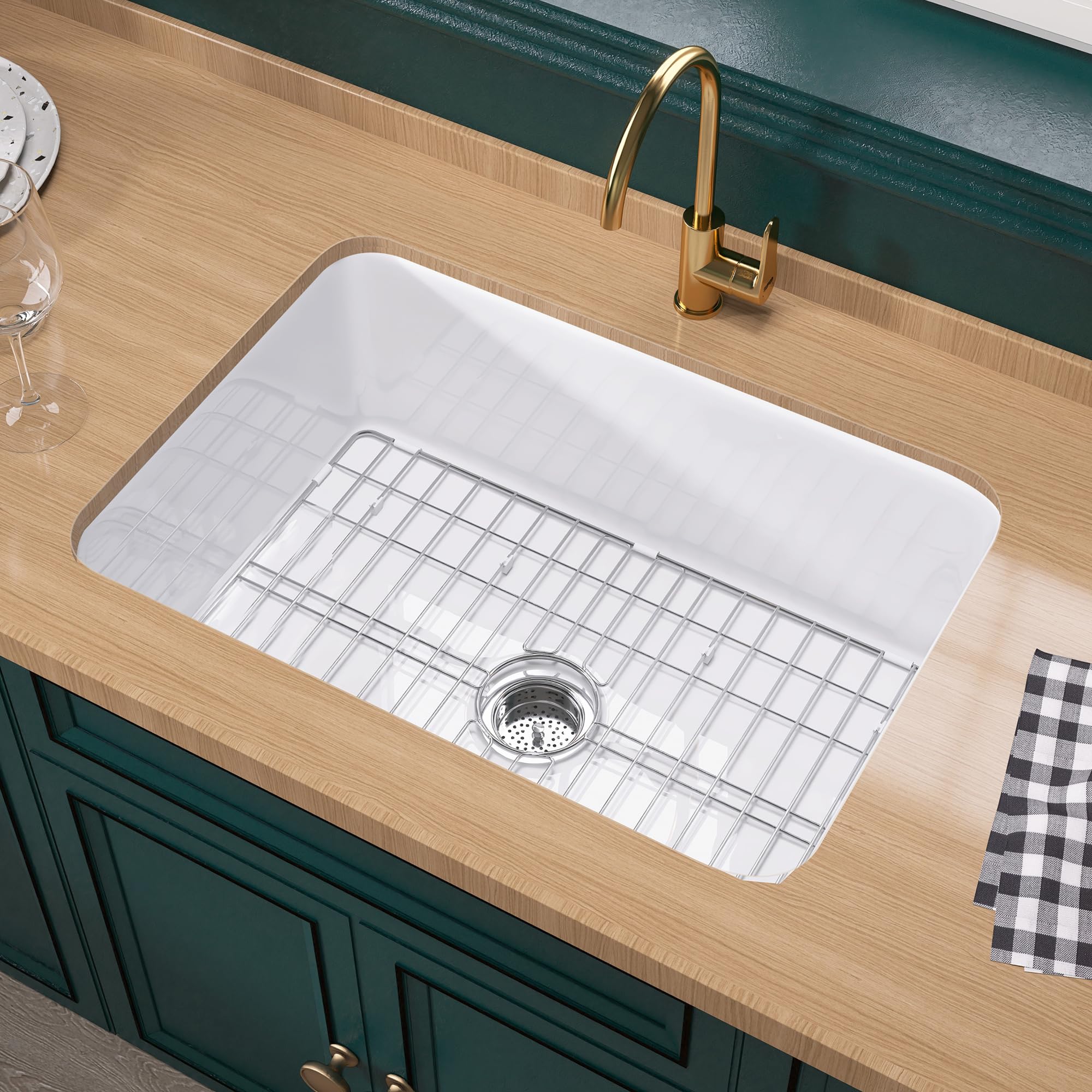 Miuara White Undermount Kitchen Sink 27 Inch - Kitchen Sink Drop In 27''X19'', 9'' Deep Dual Mount Drop In Kitchen Sink, Topmoun