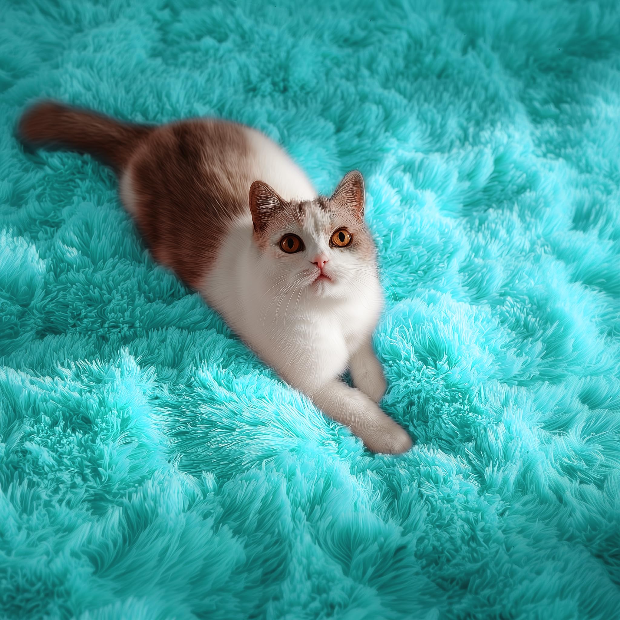 PAGISOFE Teal Rug Fluffy Shag Area Rugs for Bedroom Boys 5x7 Soft Fuzzy Shaggy Rugs for Living Room Nursery Carpet Indoor Floor
