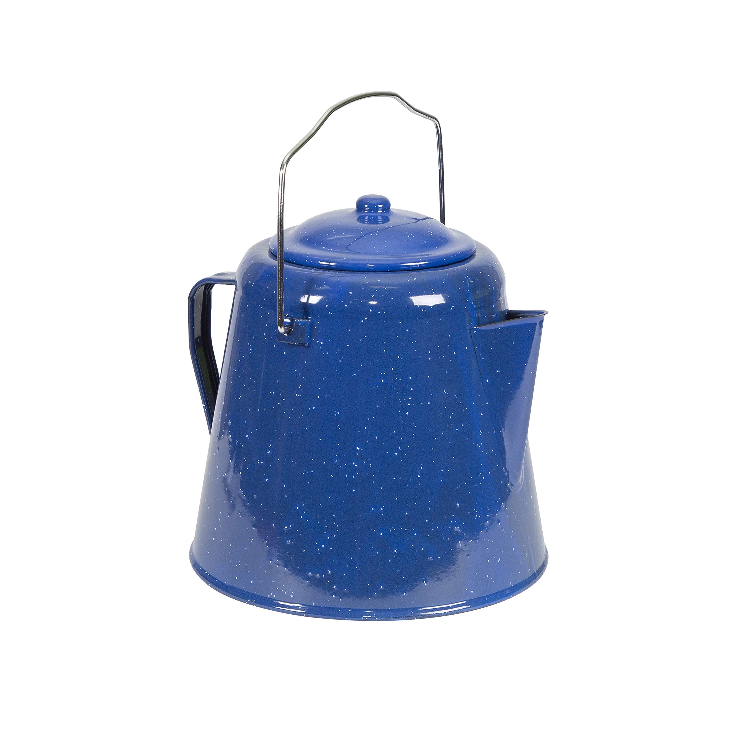 Stansport Enamel Coffee Pot 20 Cup (10348), Blue, 9.25'' L X 9.25'' W X 9.5'' H