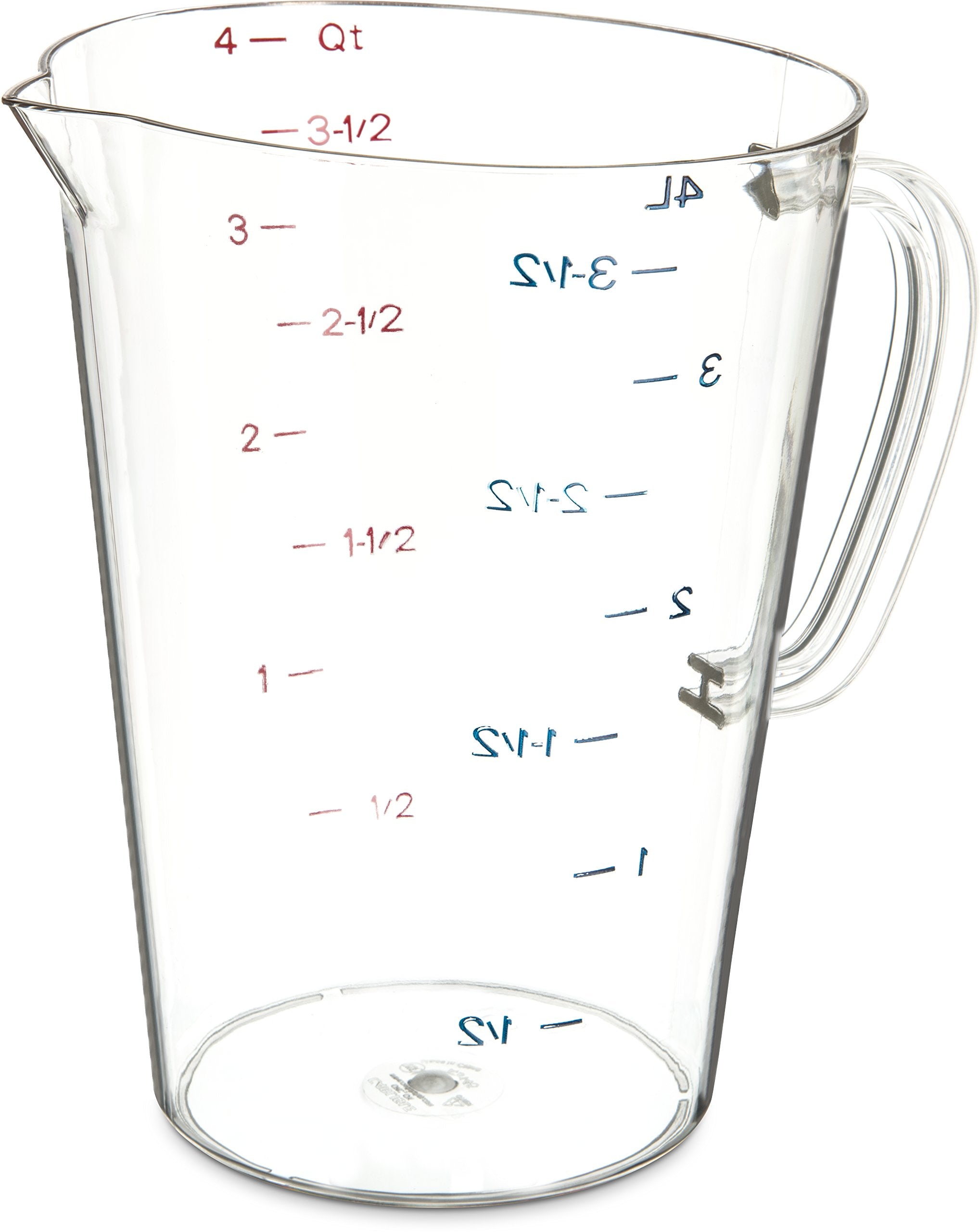 Carlisle Foodservice Products 4314507 Commercial Plastic Measuring Cup, 1 Gallon, Clear