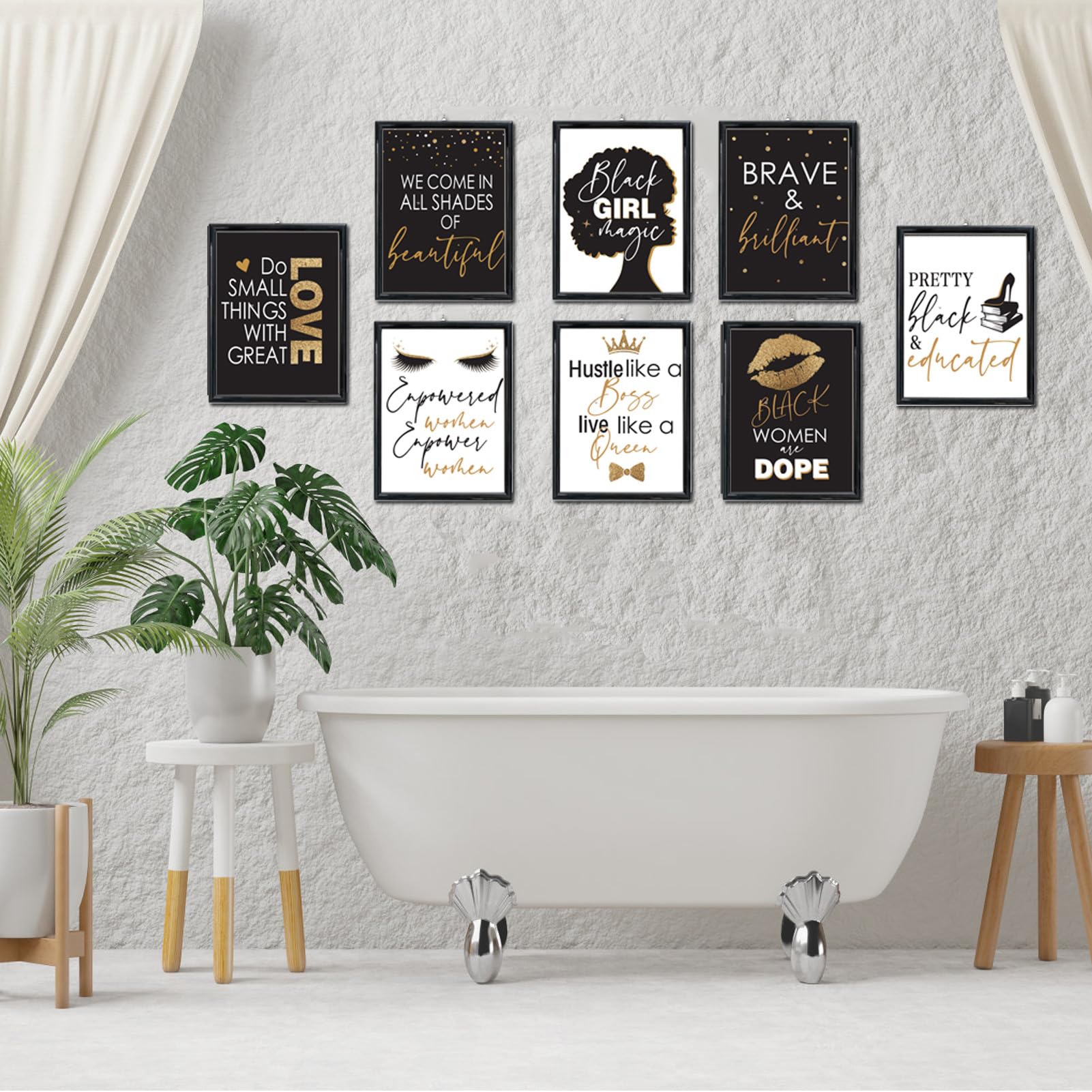 Inspirational Wall D?or Teen Black Girls Bedroom D?or Makeup Lash Lips Wall Art Poster  Motivational Design for Bathroom Beauty Salon Room Spa Classroom office Decor  8 x 10 Inch  Unframed