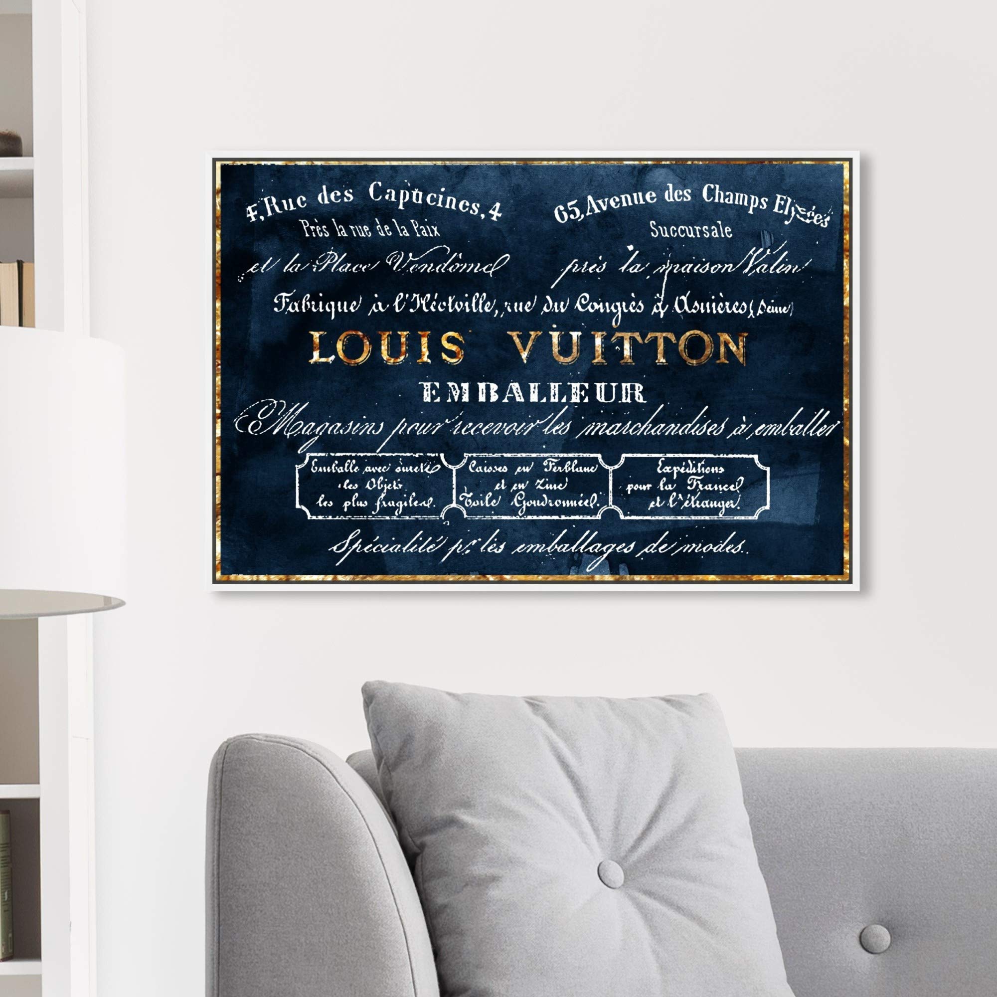 The Oliver Gal Artist Co. Fashion And Glam Framed Wall Art Canvas Prints 'Emballeur Navy' Road Signs Home D  Cor, 30 In X 20 In,