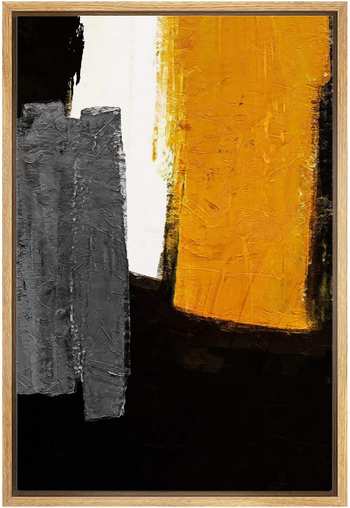 Ashbrook Framed Canvas Print Wall Art Orange Gray Black Paint Stroke Landscape Abstract Shapes Illustrations Modern Art Contempo