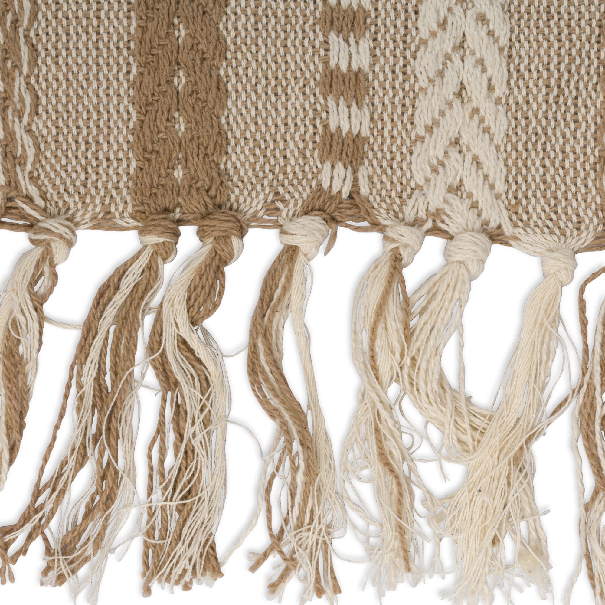 DII Farmhouse Braided Stripe Table Runner Collection  15x108 (15x113  Fringe Included)  Stone