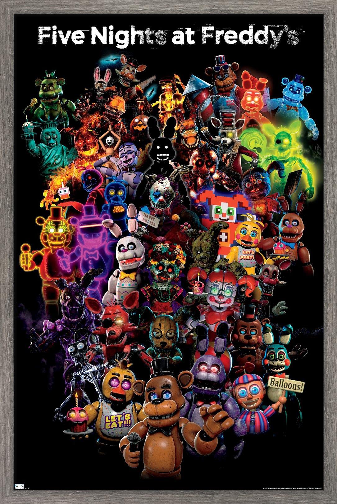 Trends International Five Nights At Freddy'S: Special Delivery - Collage Wall Poster, 14.72'' X 22.37'', Barnwood Framed Version
