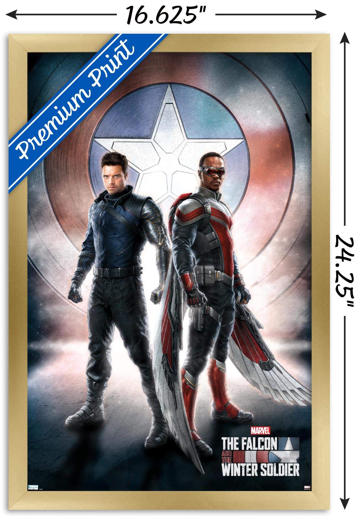 Trends International Marvel Television - Falcon And Winter Soldier - One Sheet Wall Poster, 14.725'' X 22.375'', Gold Framed Ver