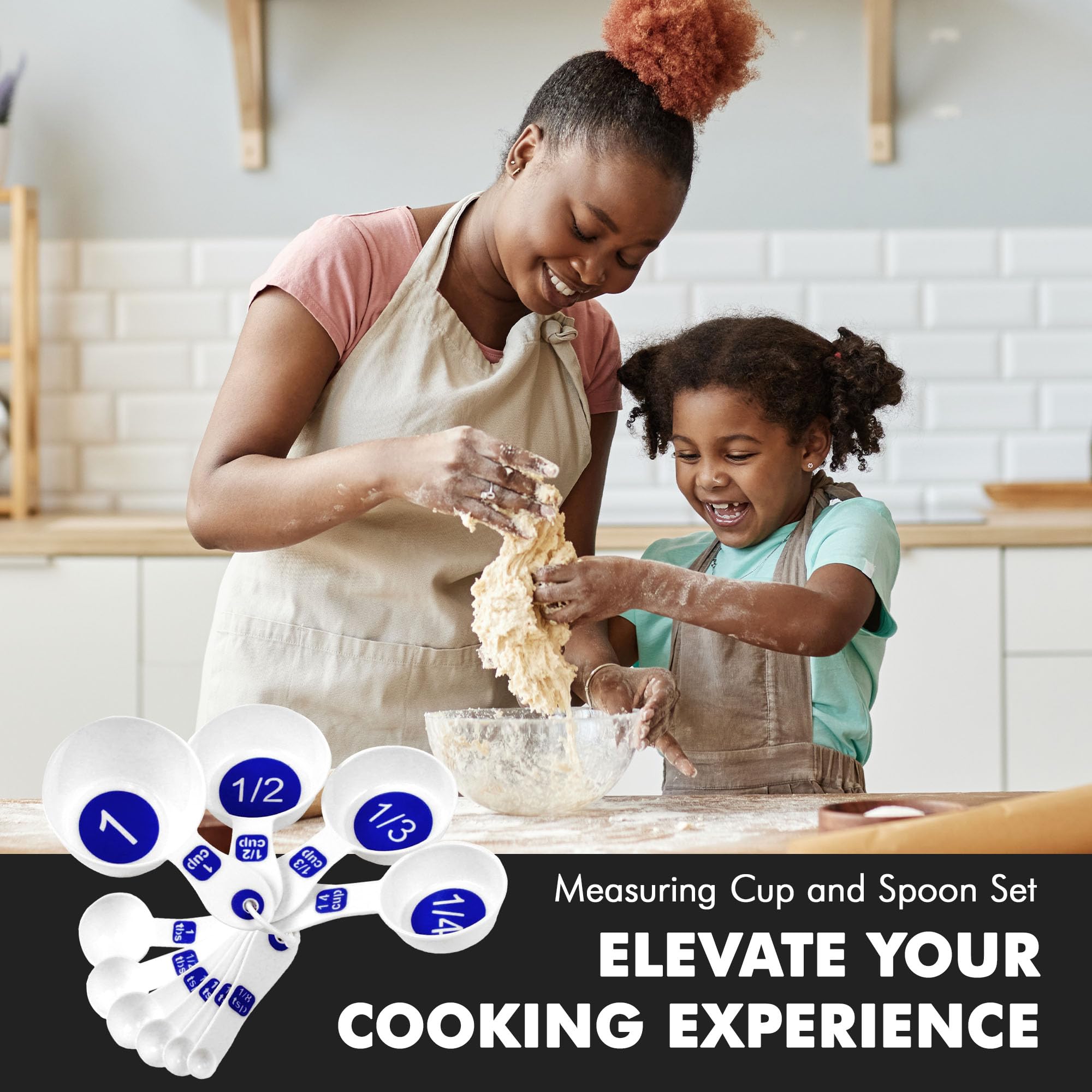 Chef Craft Easy To Read Plastic Measuring Cup Set, 10 Piece, White