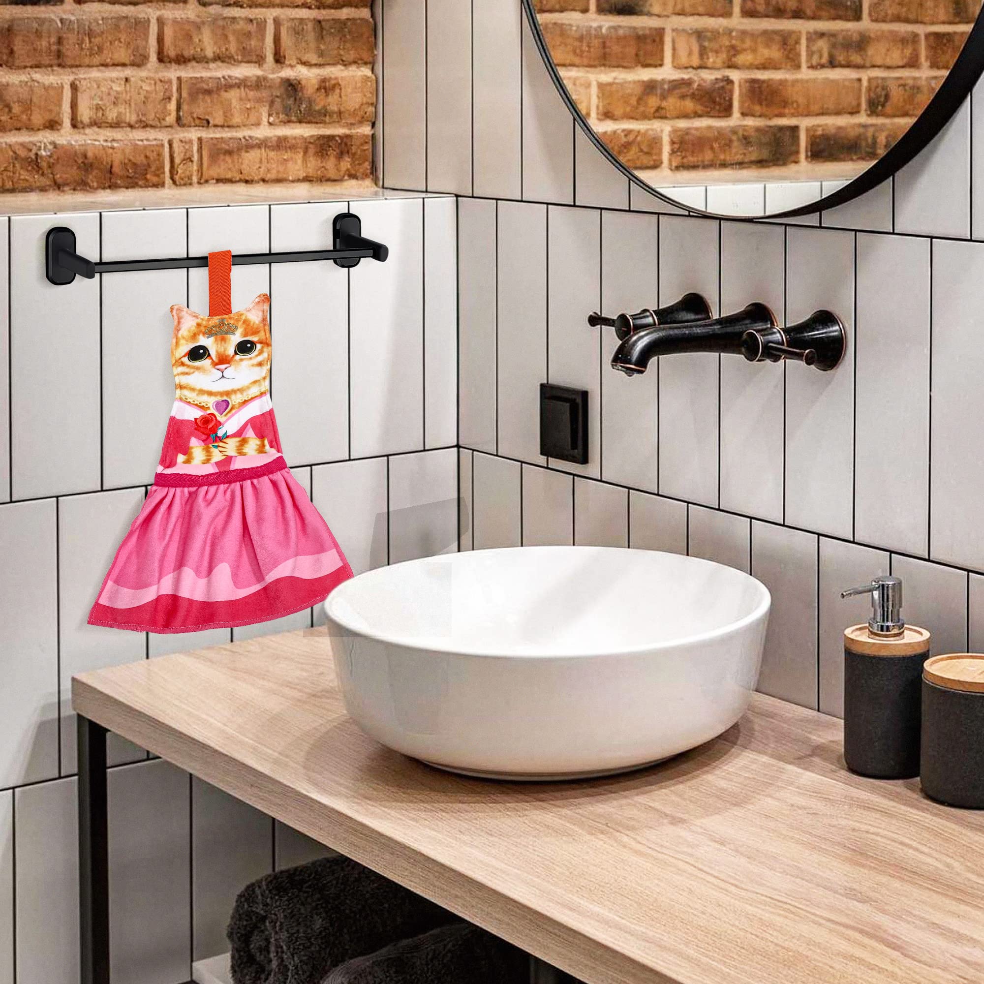 Cat Funny Hand Towels For Bathroom Kitchen - Cute Decorative Cat Decor Hanging Face Towels Super Absorbent Soft-Unique Valentine