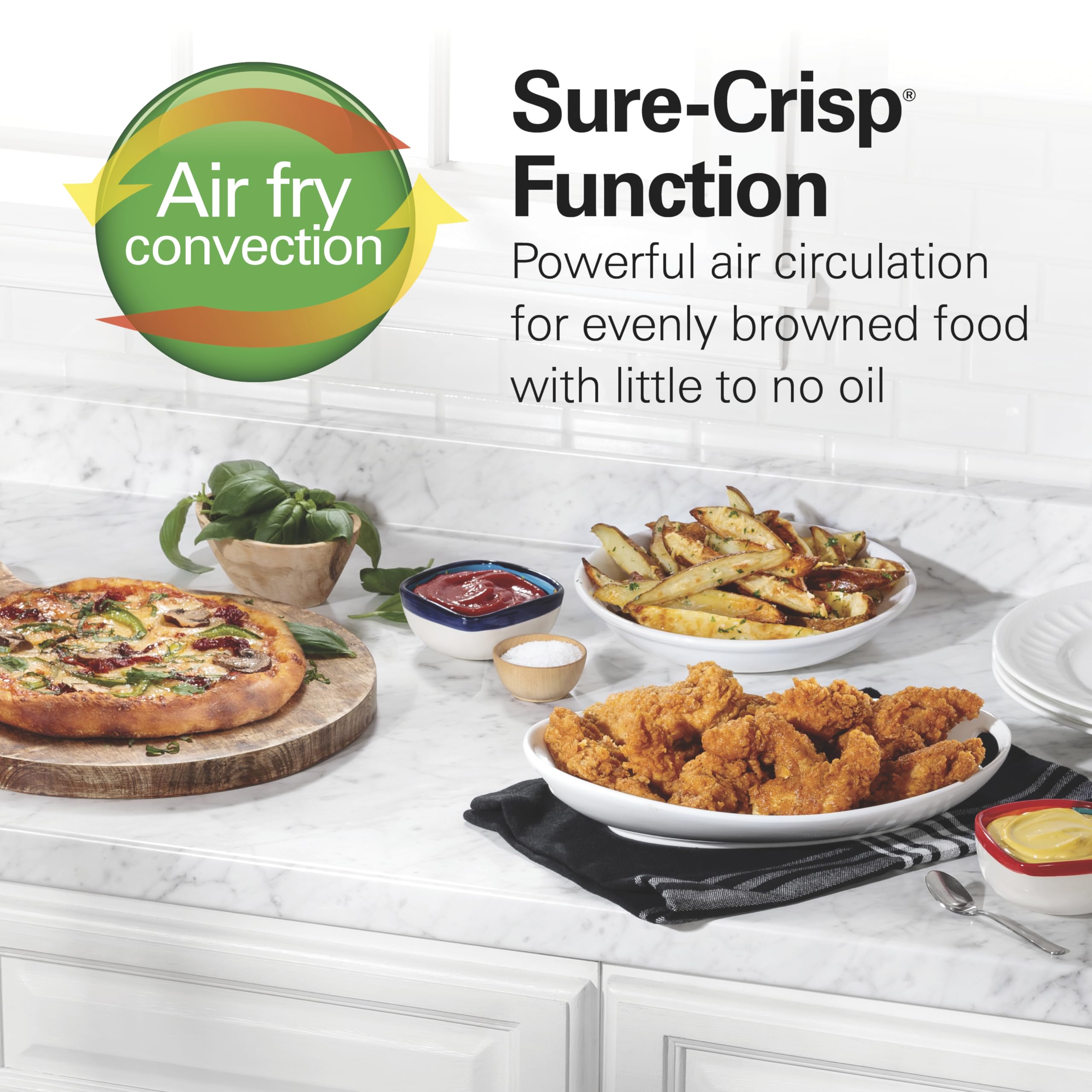 Hamilton Beach Sure-Crisp Air Fryer Toaster Oven Combo, Fits 9    Pizza, 4 Slice Capacity, Powerful Circulation, Auto Shutoff, S