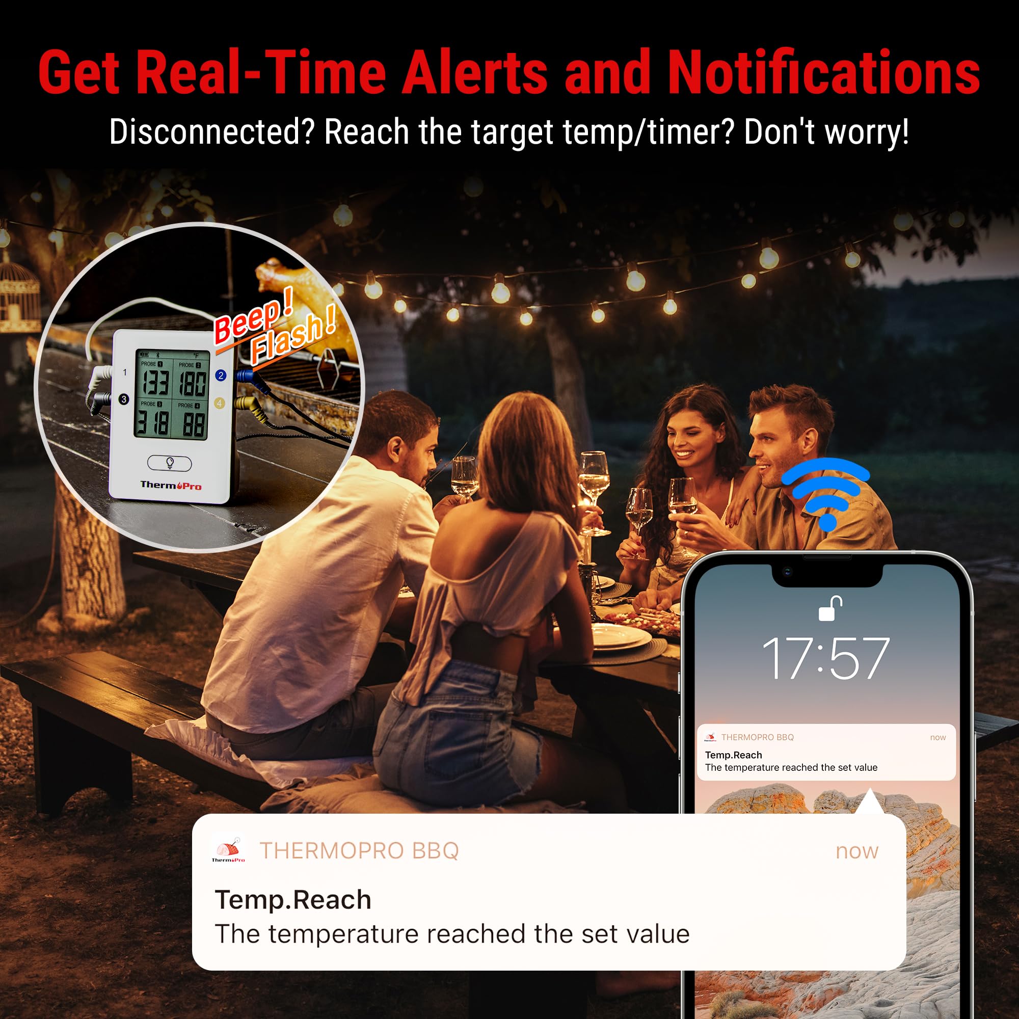 Thermopro Tp25 650Ft Wireless Meat Thermometer With 4 Probes, Bluetooth Meat Thermometer For Cooking, Bbq Oven Food Smoker Therm