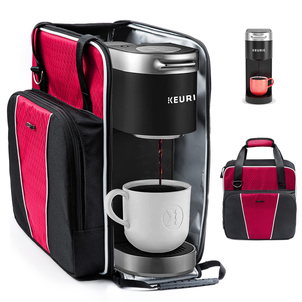Bagsprite Coffee Maker Travel Bag Compatible With Keurig K-Mini Or K-Mini Plus, Single Serve Coffee Brewer Carrying Case With Mu
