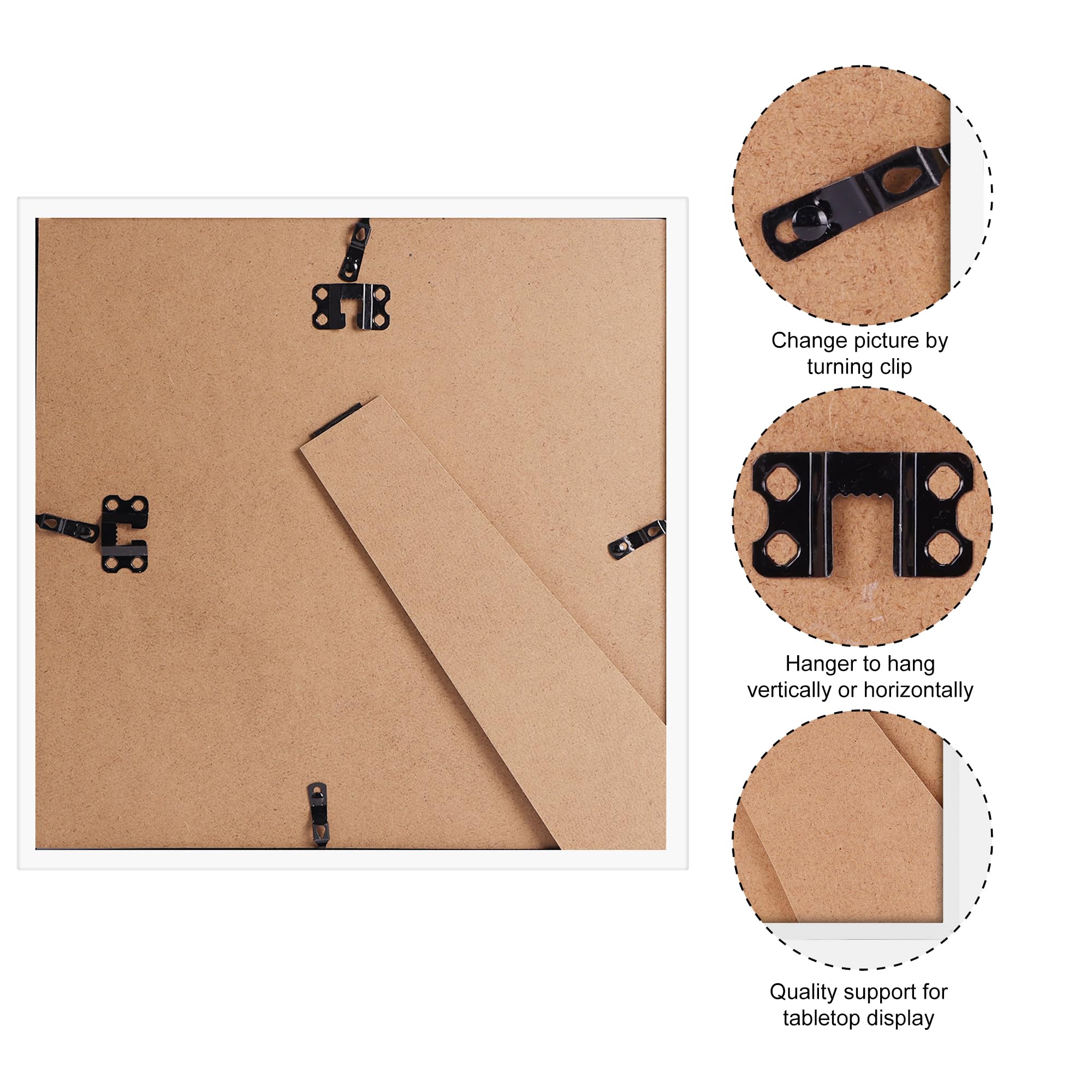 Giftgarden 8x8 Picture Frame White, 8 by 8 Thin Square Photo Frame for Gallery Wall Tabletop Display, Single