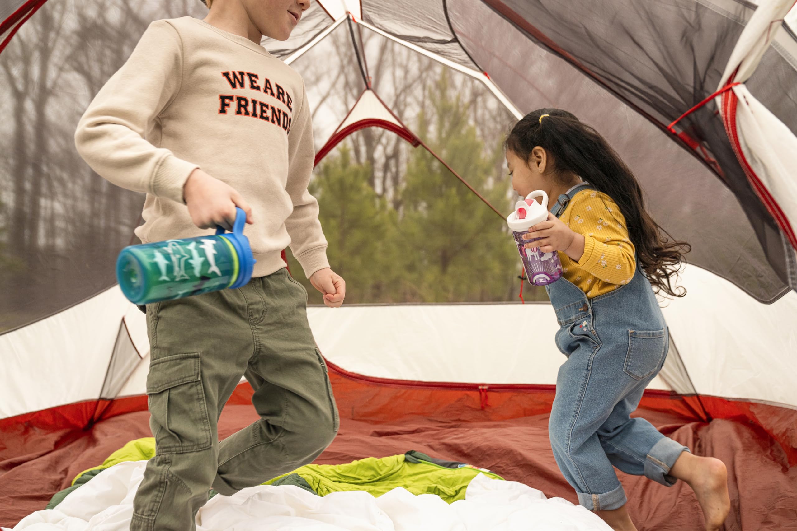 Camelbak Eddy+ 14Oz Kids Water Bottle With Tritan Renew - Straw Top, Leak-Proof When Closed, Explorer Patches