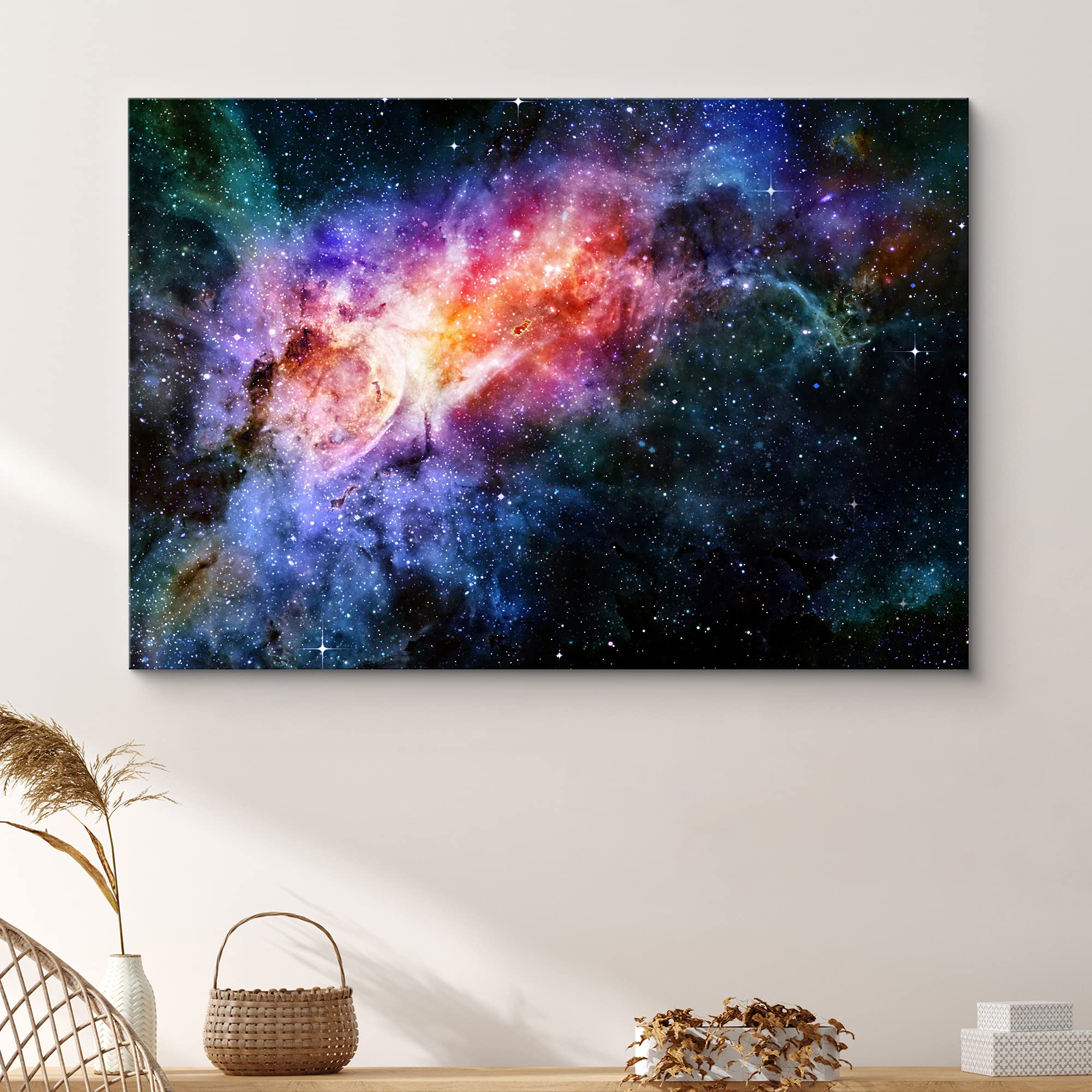Signford Canvas Print Wall Art Purple, Orange & Red Space Nebula Astronomy & Space Aurora Digital Art Modern Art Contemporary Sc