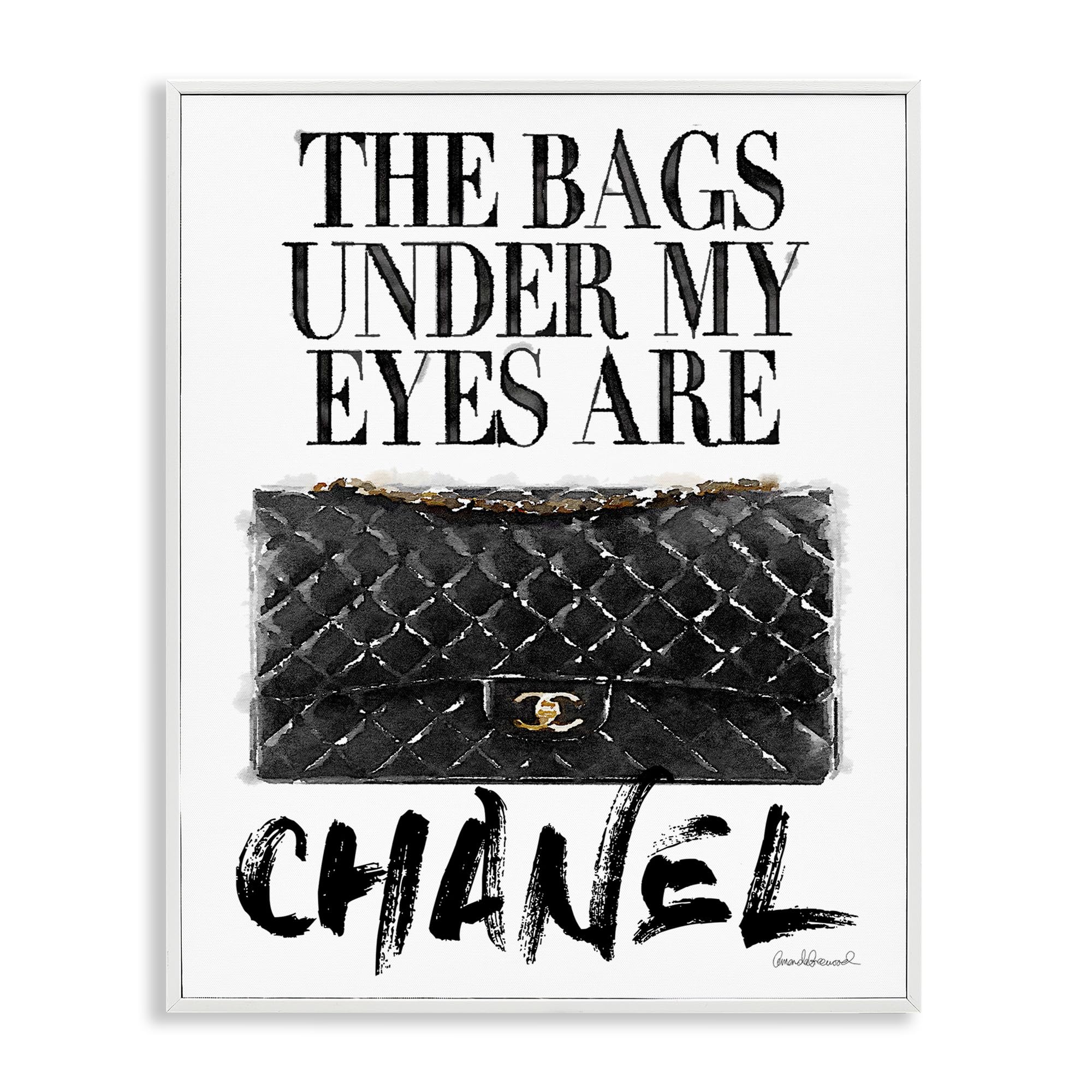 Stupell Industries Glam Eyes Black Bag, Design by Amanda Greenwood White Framed Wall Art, 11 x 14