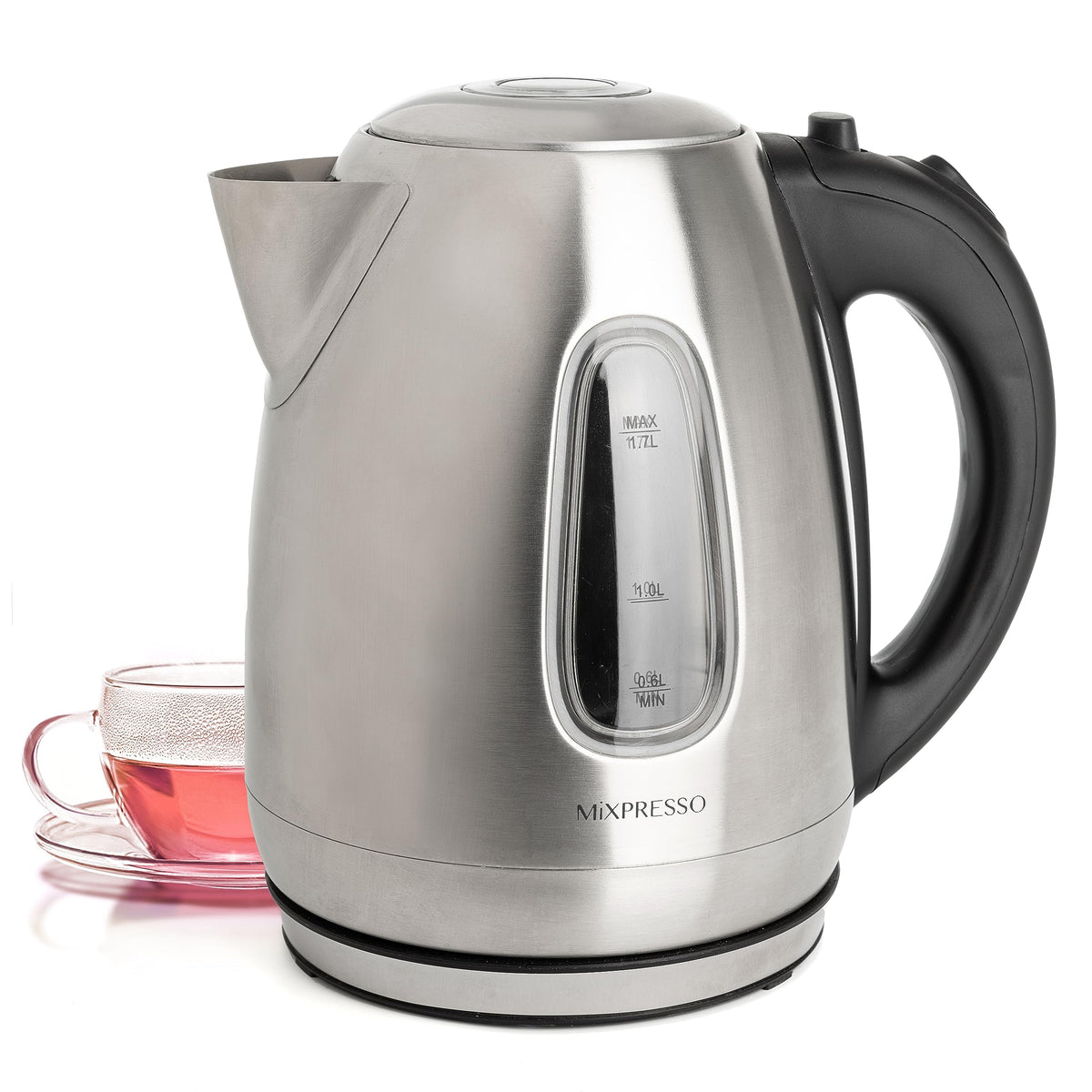 Mixpresso Stainless Steel Electric Kettle, Cordless Pot 1.7L Portable Electric Hot Water Kettle, 1500W Strong Fast Boiling Pot,