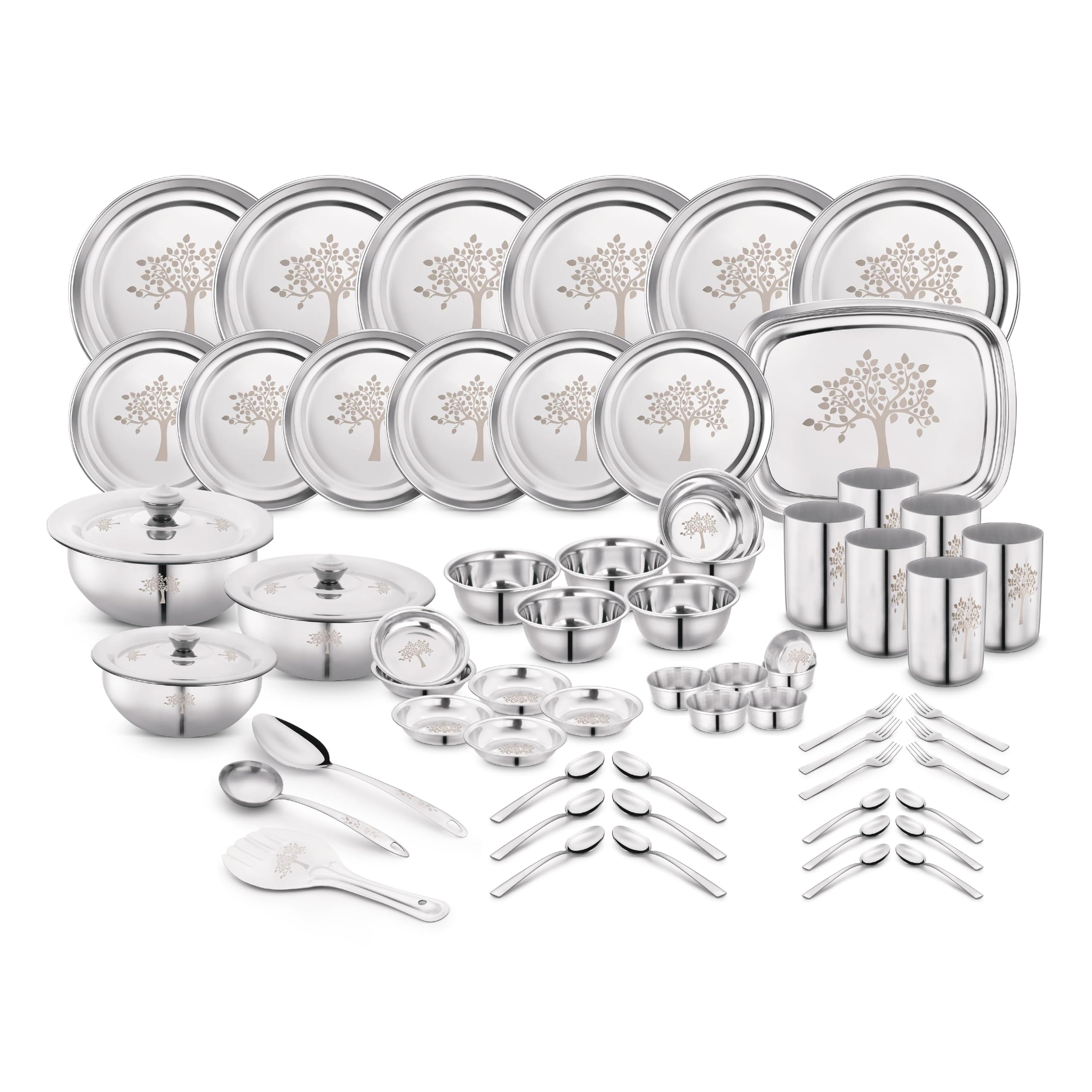 Classic Essentials Stainless Steel Dinner Set | Heavy Gauge Stainless Steel Dinner Set | Kitchen Set For Home | Shagun Set | Vri