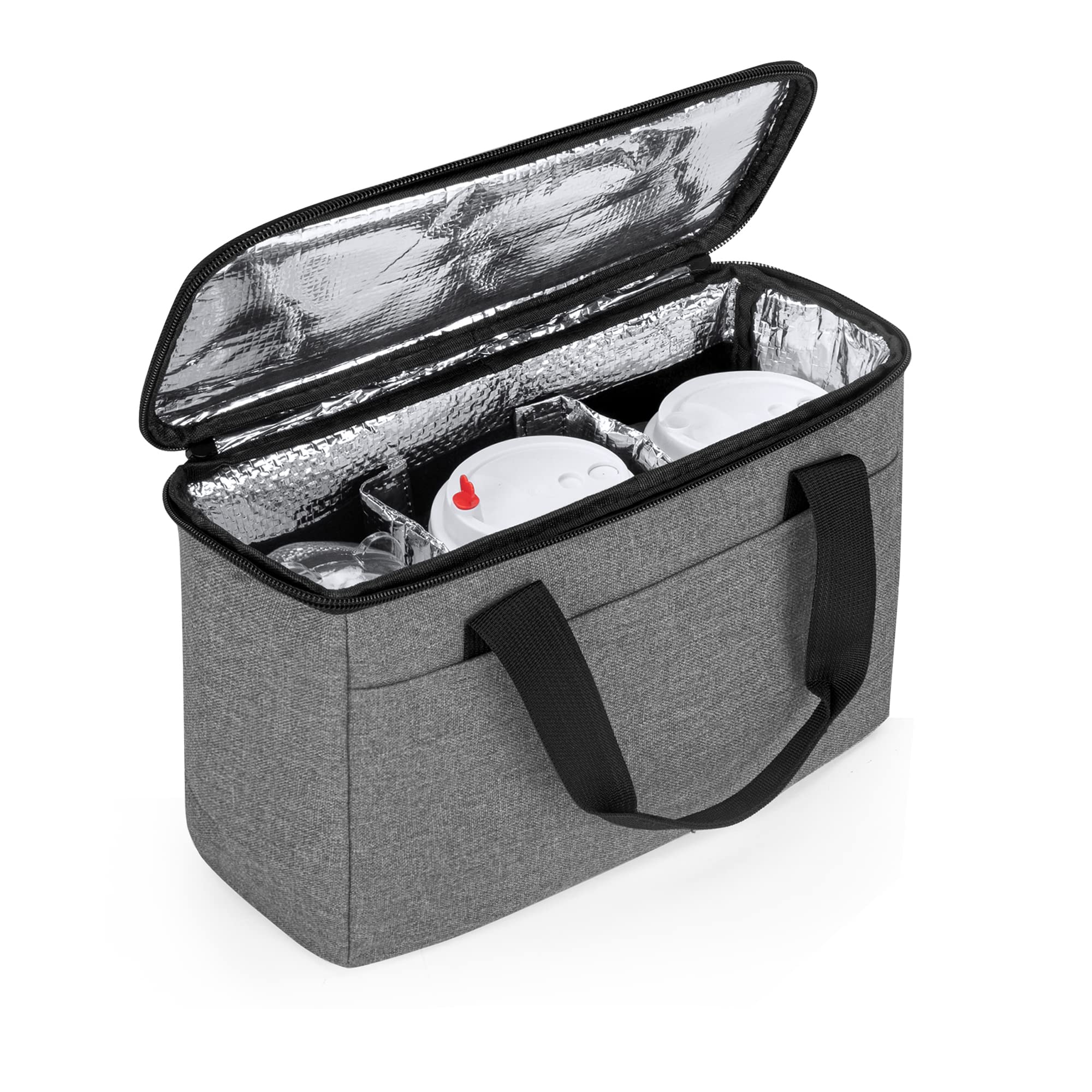 Trunab Reusable 3 Cups Drink Carrier For Delivery With Adjustable Dividers, Insulated Drink Caddy Holder Bag For Take Out, Bever