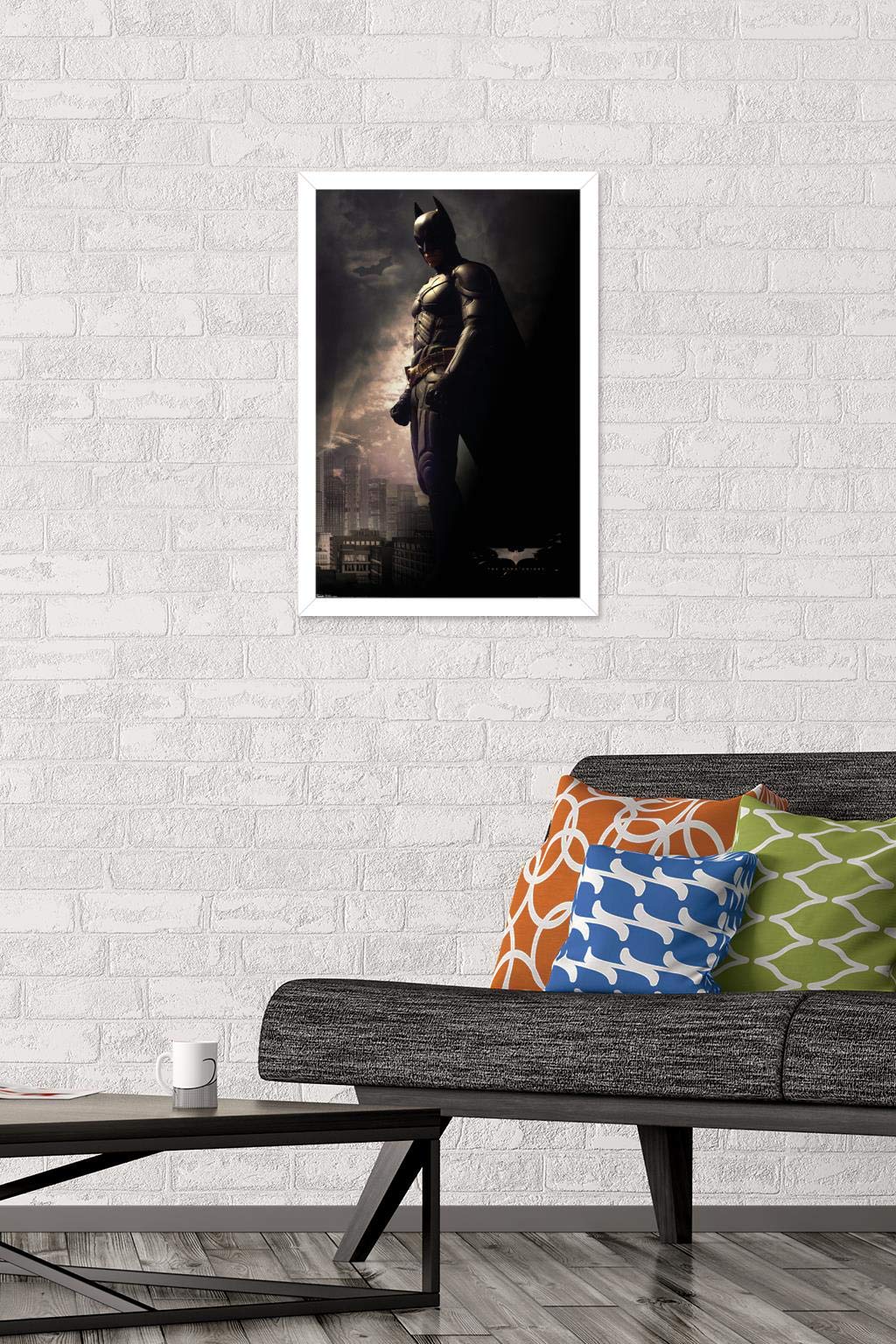 Trends International Dc Comics Movie - The Dark Knight - Batman In The Shadows Wall Poster, 14.725'' X 22.375'', White Framed Ve