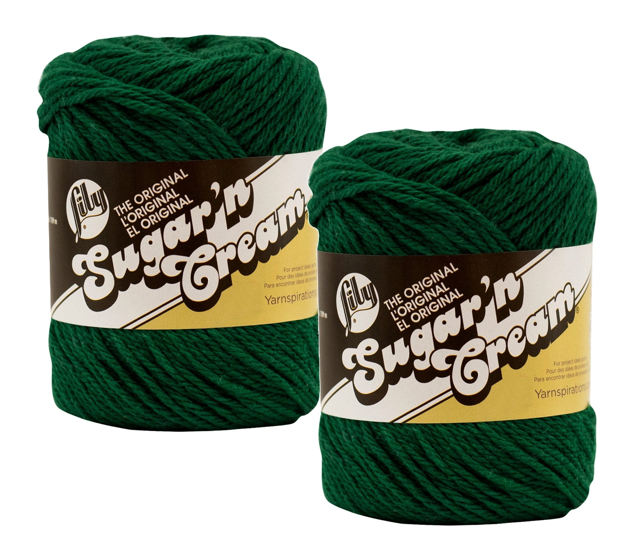 Lily Sugar'N Cream Yarn - Solids 2-Pack, Dark Pine Green, Cotton, Model 102001