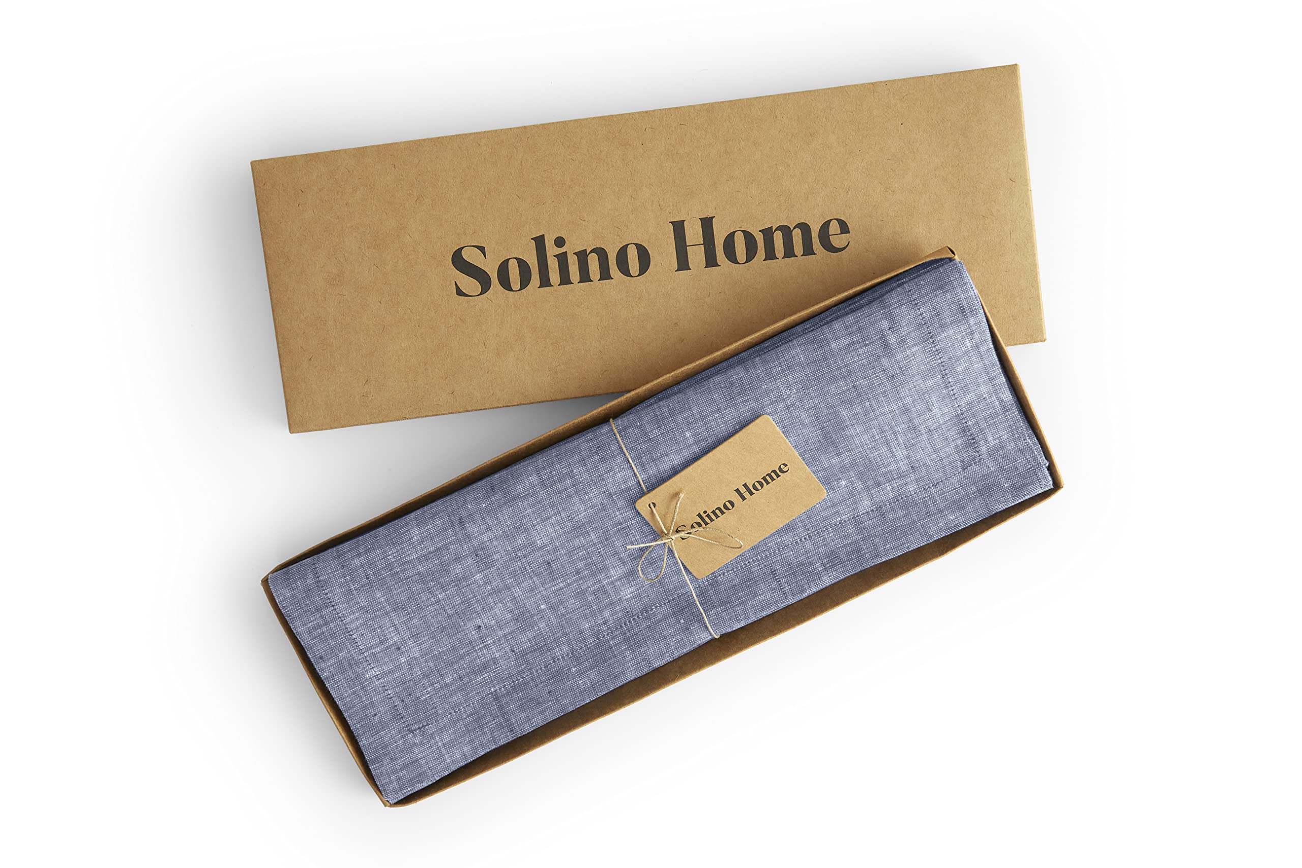 Solino Home Linen Placemats 19'' L X 14'' W Inch - 100% Pure Linen Chambray Indigo Cloth Placemats Set Of 6 - Athena, Washable F