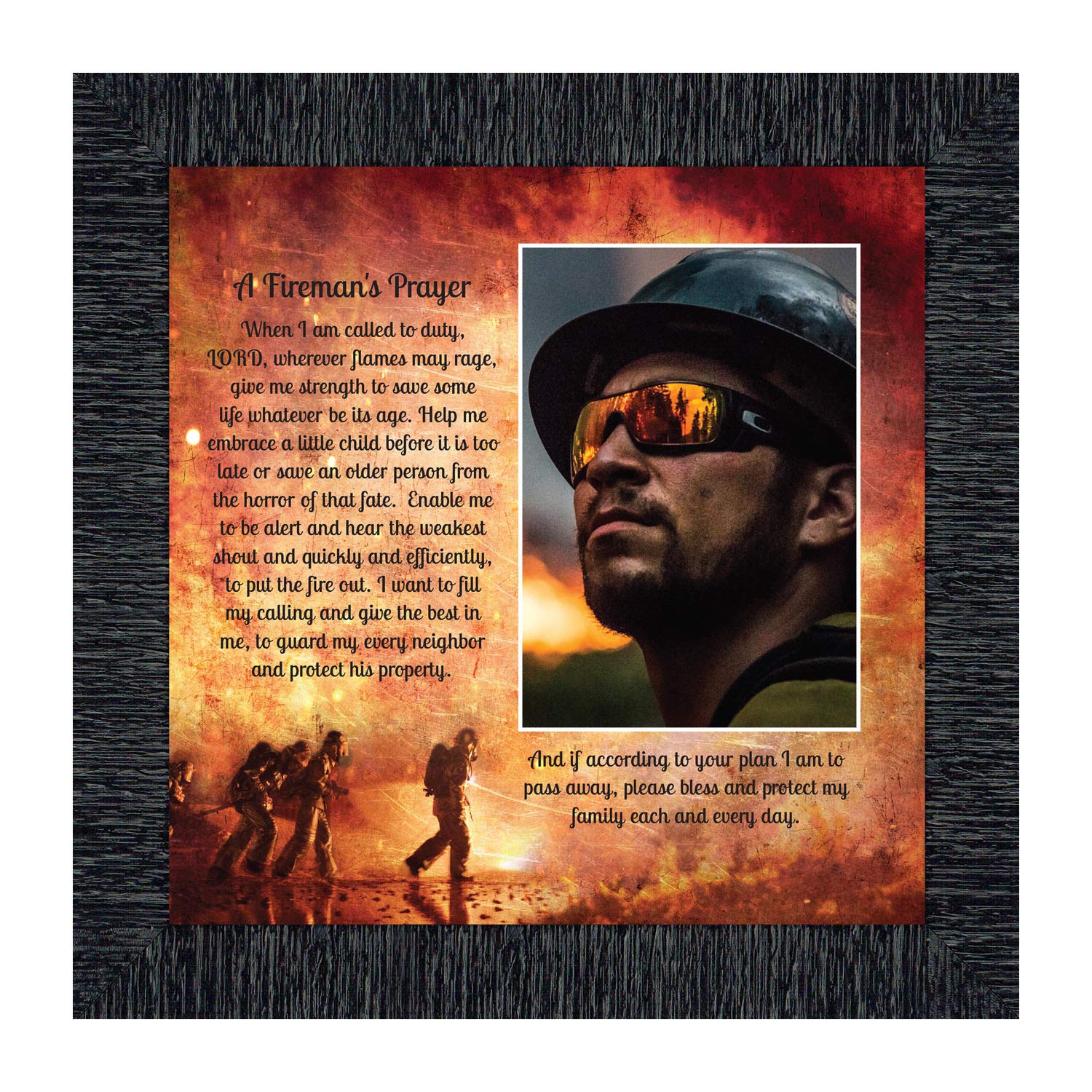 Crossroads Home D  cor Firemans Prayer Picture Frame, Firefighter Decor, Firefighter Graduation Present, 6348CH