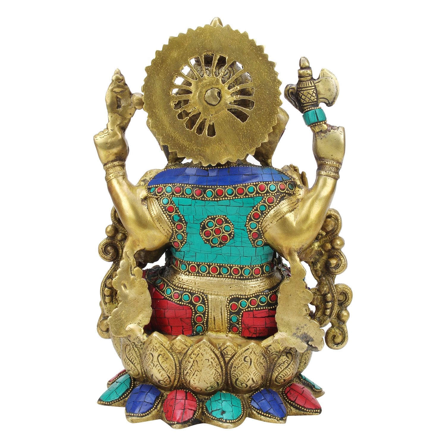 Artvarko Large Brass Ganesha Sitting On Lotus Flower Base Statue Ganesh Murti For Home Dcor Office Ganpati Idol 12 Inches