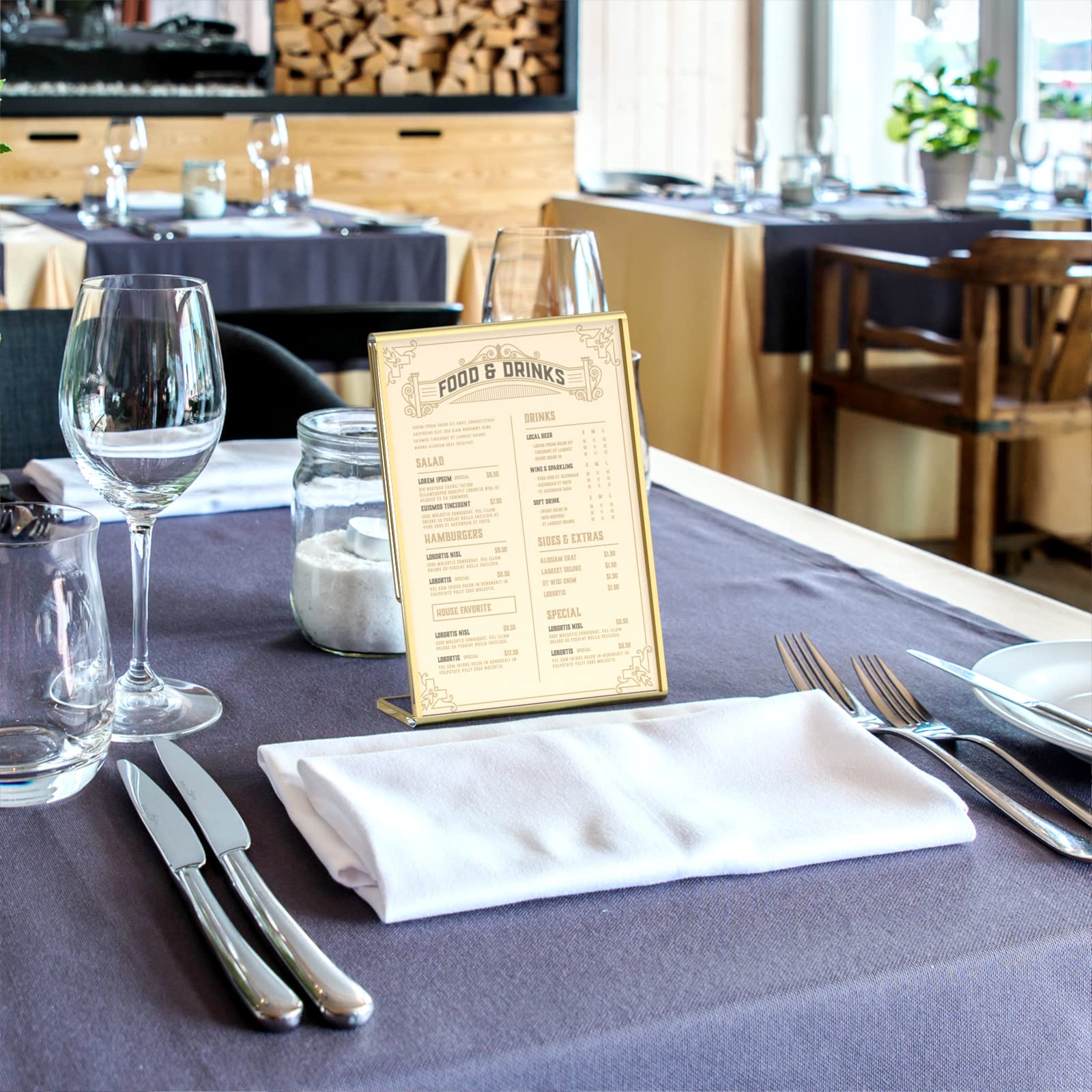 NIUBEE 6 Pack 4 x 6 Acrylic Gold Frame  Slanted Back Table Sign Holder for Wedding Table Numbers  Restaurant Signs  Photos and Art Display new