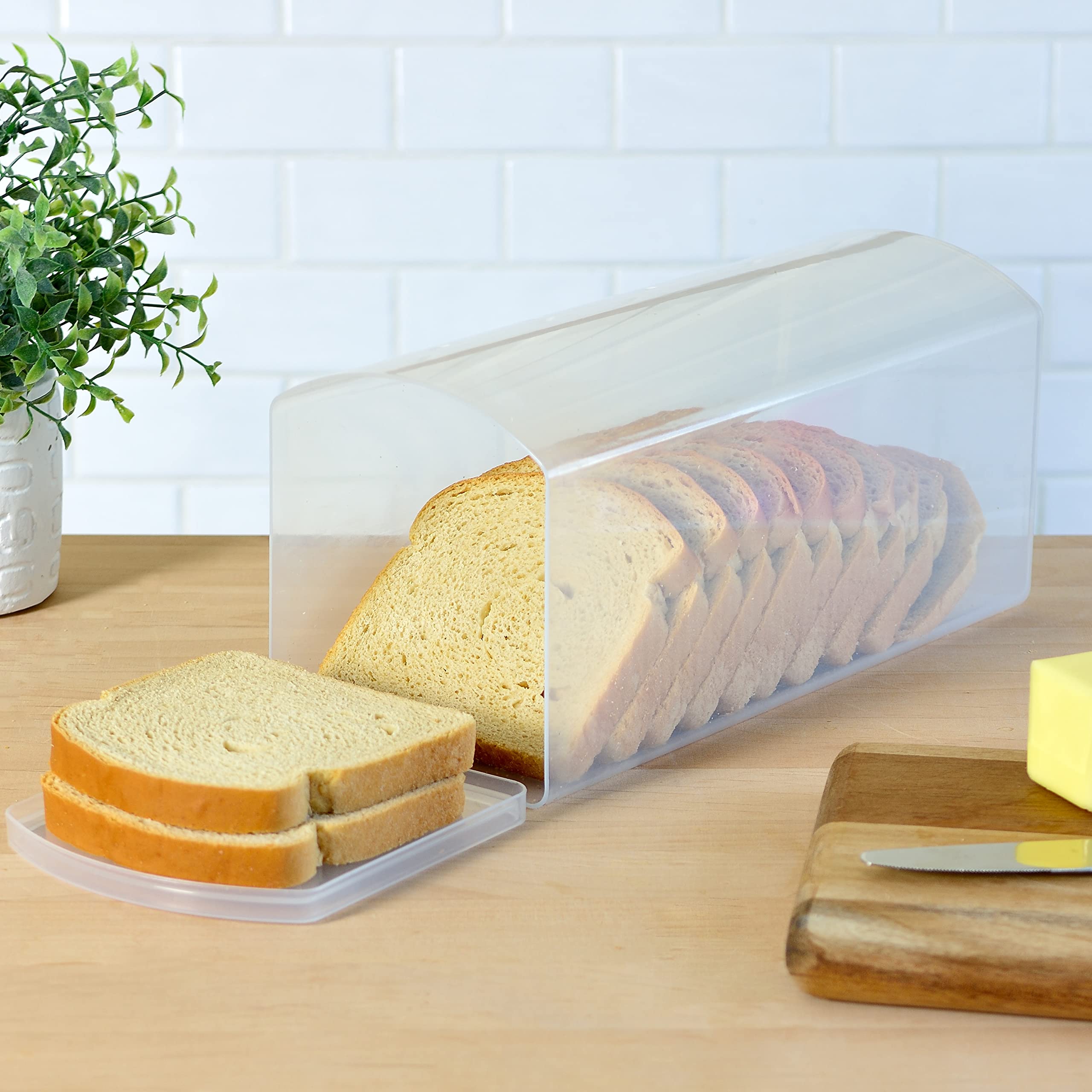 Youngever Plastic Bread Container, Sandwich Size Bread Storage Bin, Bread Dispenser