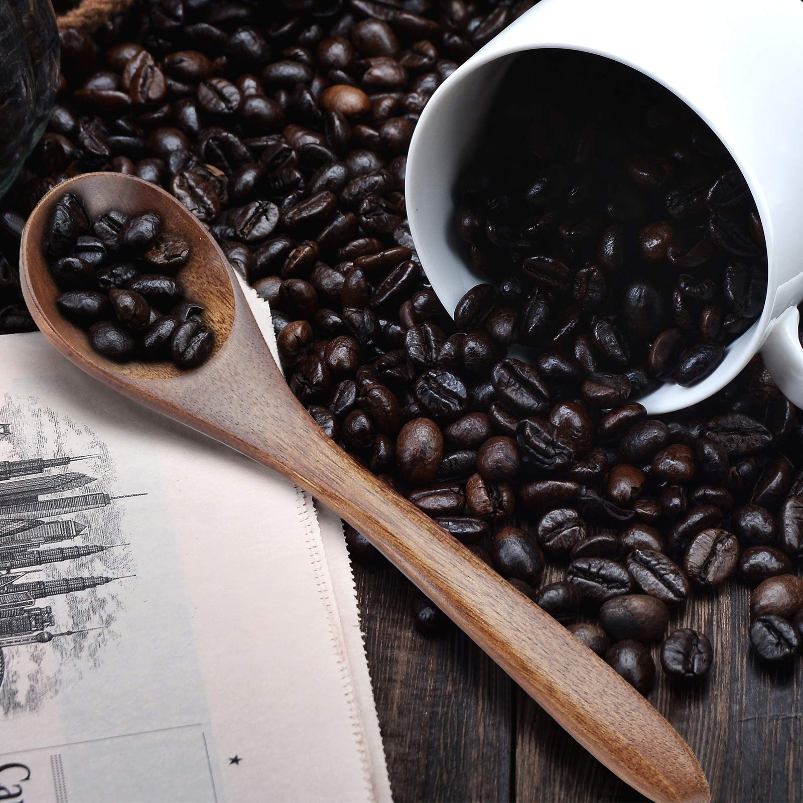 Sevensun Small Wooden Teaspoon, 6Pcs Serving Wooden Utensils For Cooking, Condiments, Honey, Spoons For Daily Use