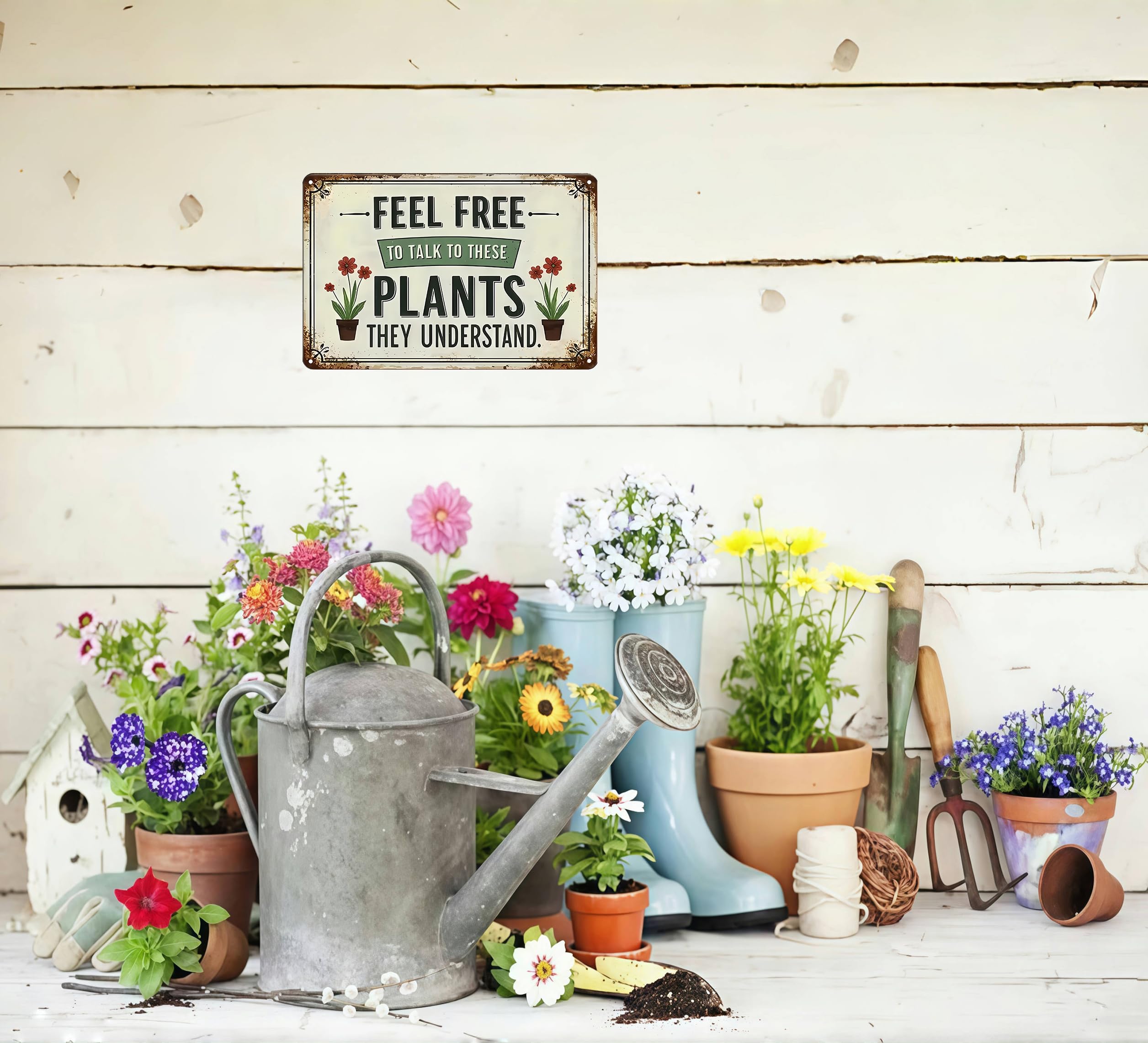 Bestylez Garden Gifts Feel Free to Talk with These Plants They Understand Vintage Gardening Signs for Home Garden Greenhouse Liv