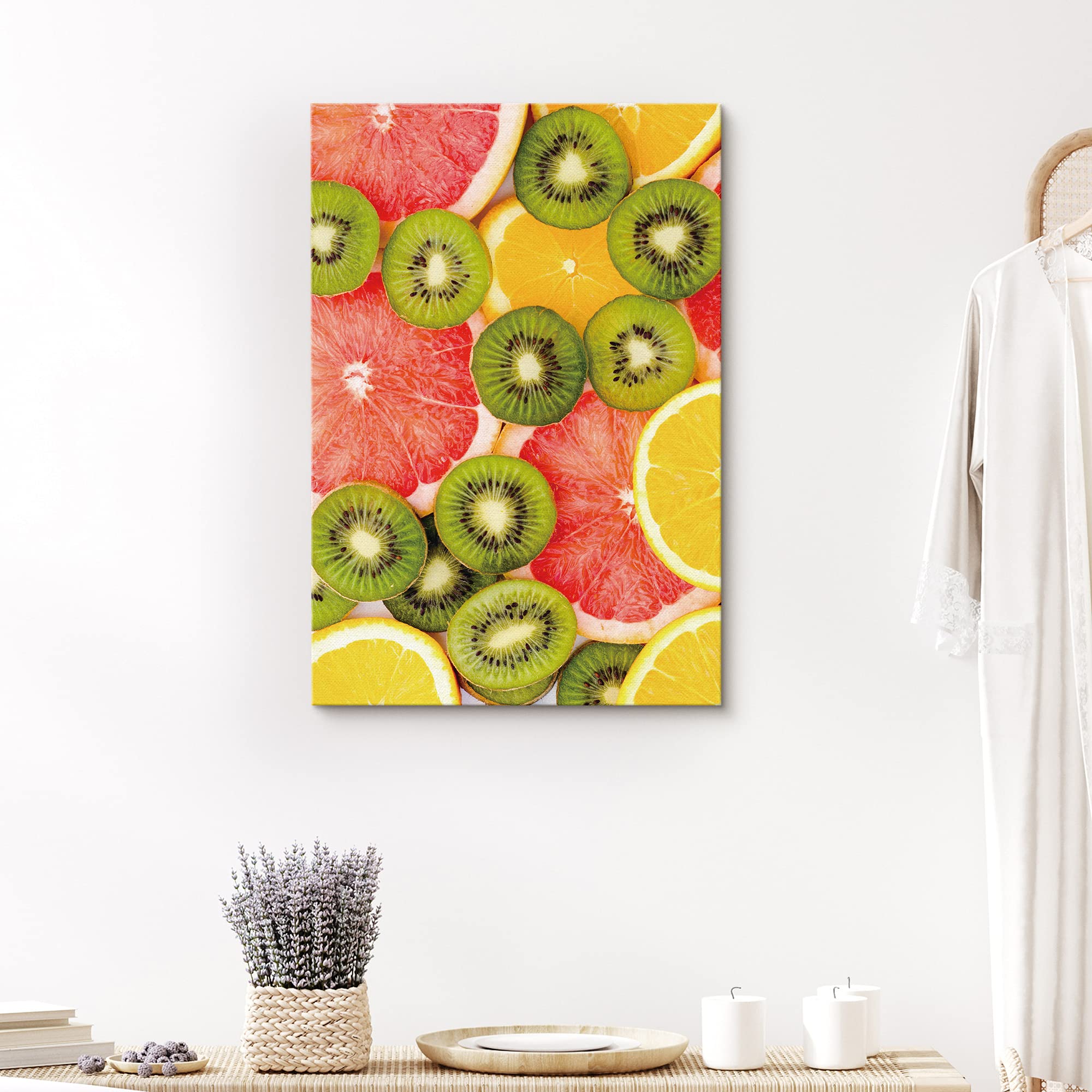 Signford Canvas Print Wall Art Variety Of Kiwi And Citrus Fruit Family Photography Modern Art Decorative Elements Closeup Colorf