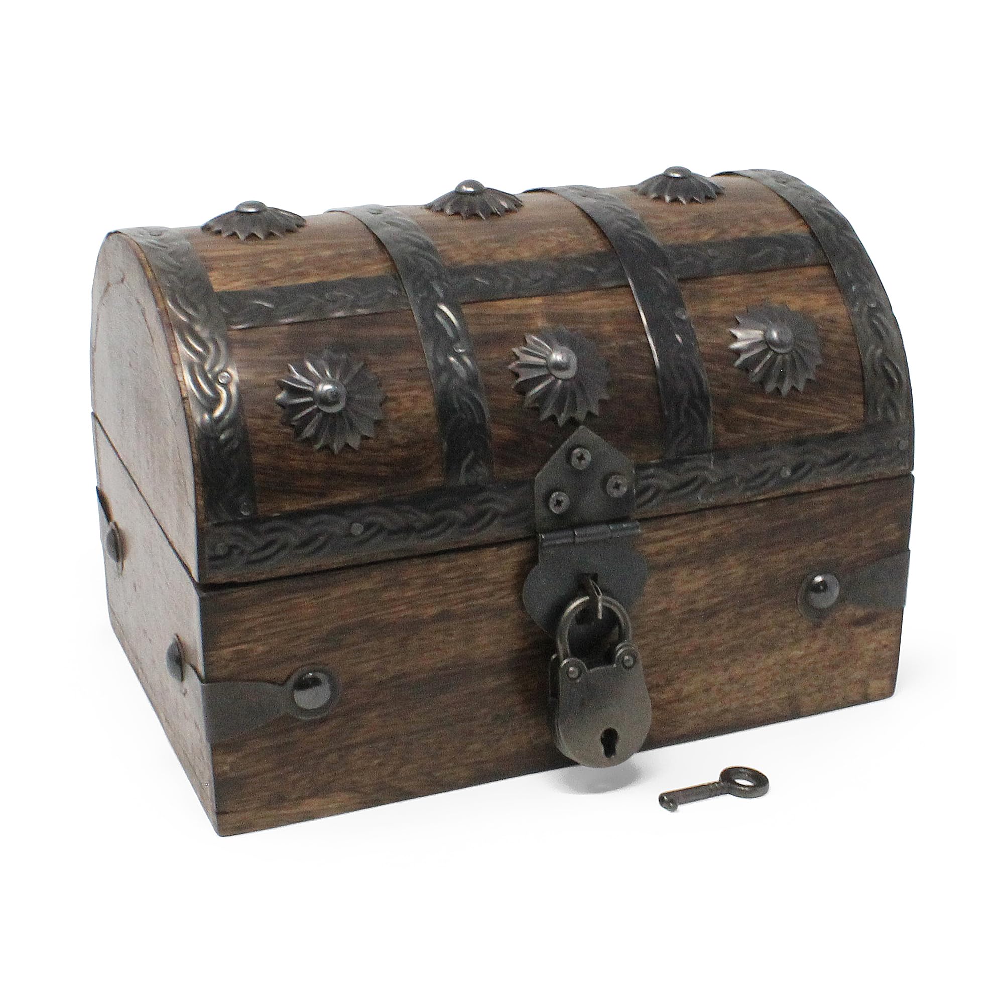 Nautical Cove Handmade Pirate Treasure Chest for Kids Prizes & Classroom with Lock and Skeleton Keys - Lockable Wooden Storage C