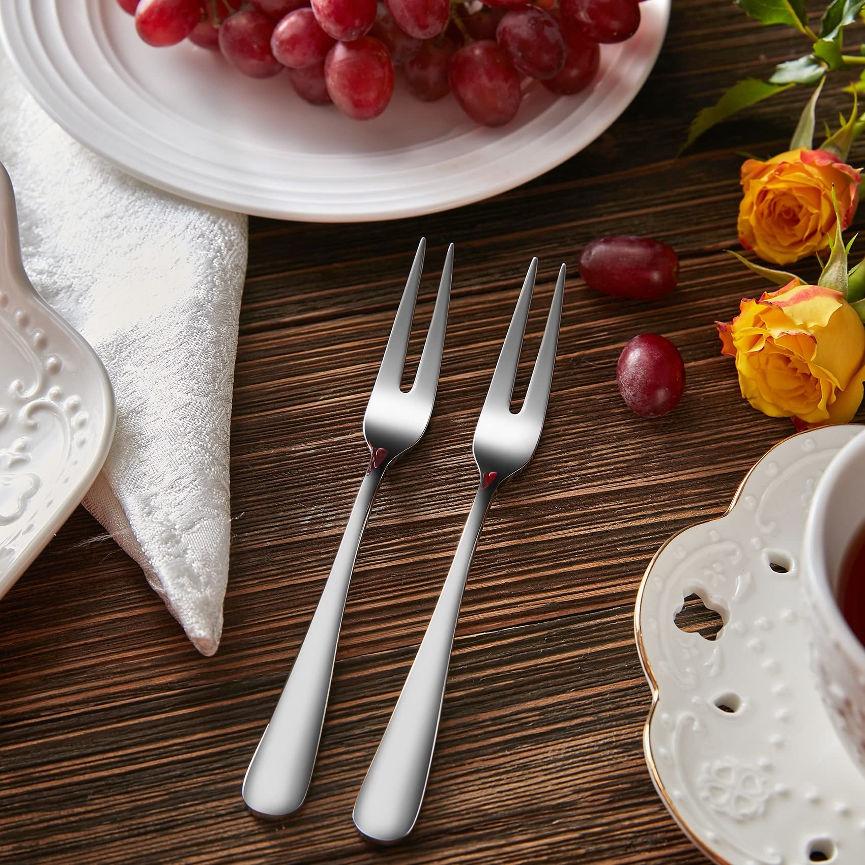 Keawell Premium 6-Piece 5.7'' Louise Fruit Forks, 18/10 Stainless Steel, Dishwasher Safe