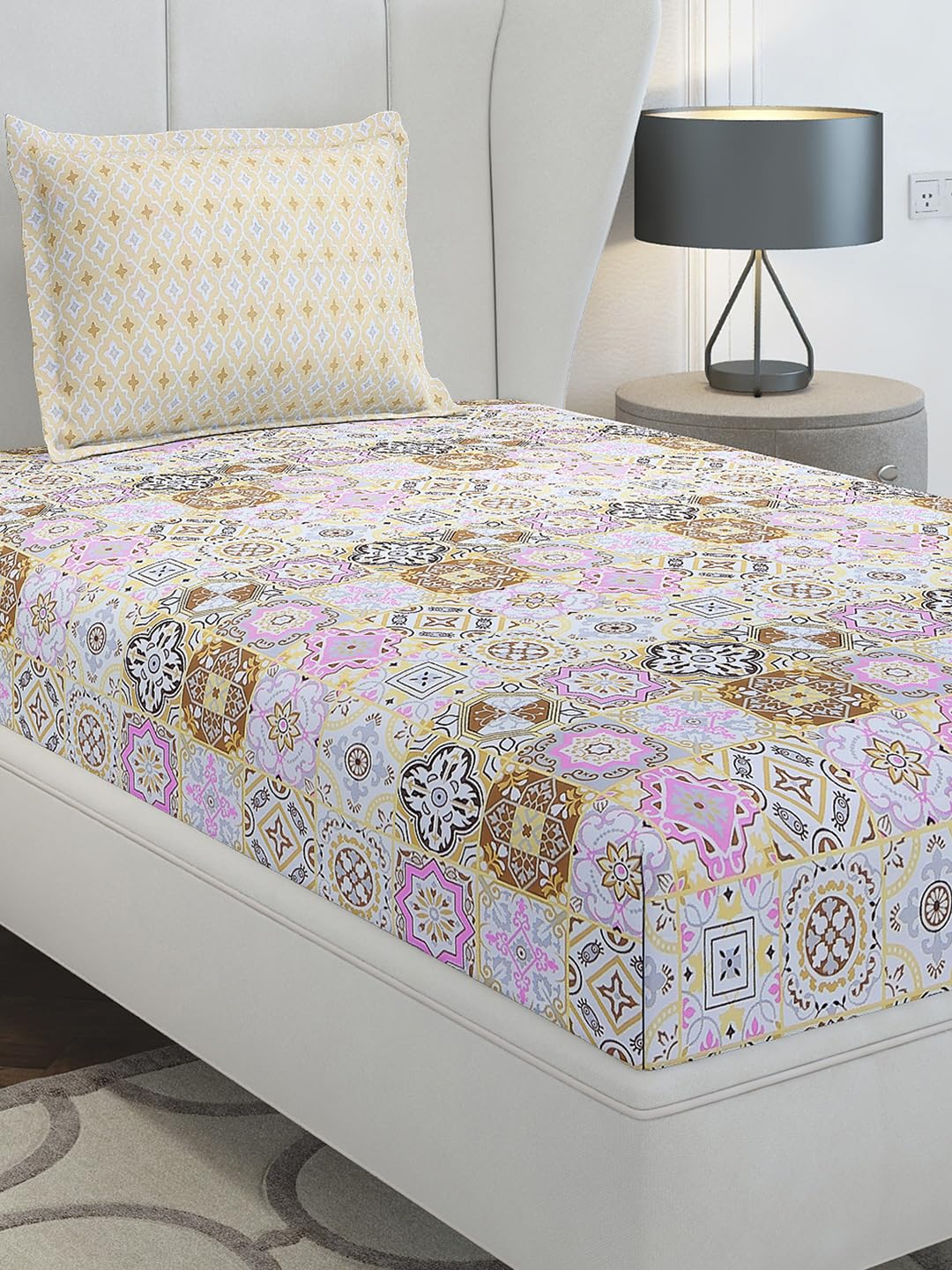 Monte Carlo Multi Printed Single 144 Tc 1 Bedsheet With 1 Pillow Cover 5