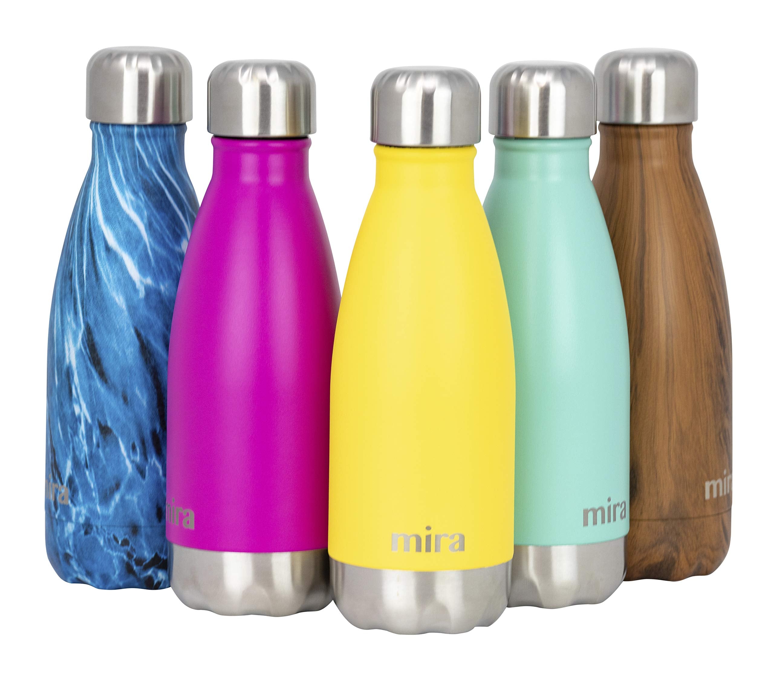 MIRA 12 oz Insulated Water Bottle  Slim Stainless Steel Cola Shape Thermo  Double Wall Hot & Cold Flask (24Hr Cold/12Hr Hot) 