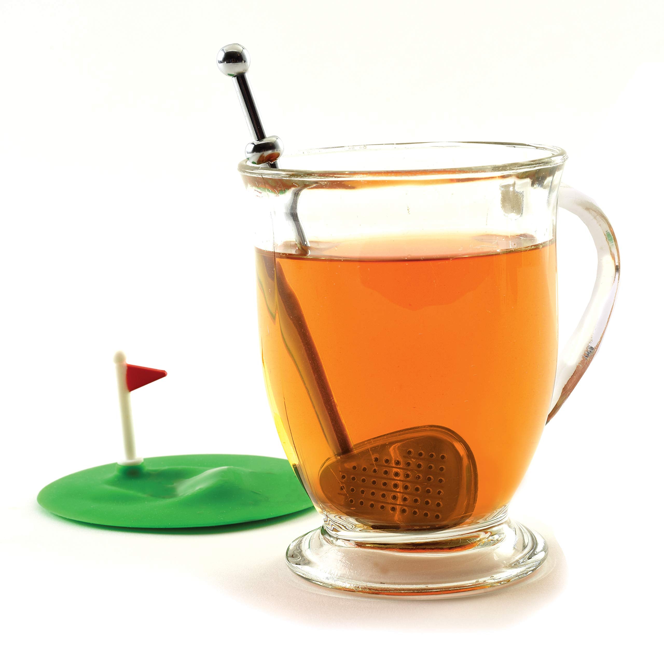 Norpro Stainless Steel Tee Time Golf Club Tea Infuser With Cover/Drip Catcher, Green
