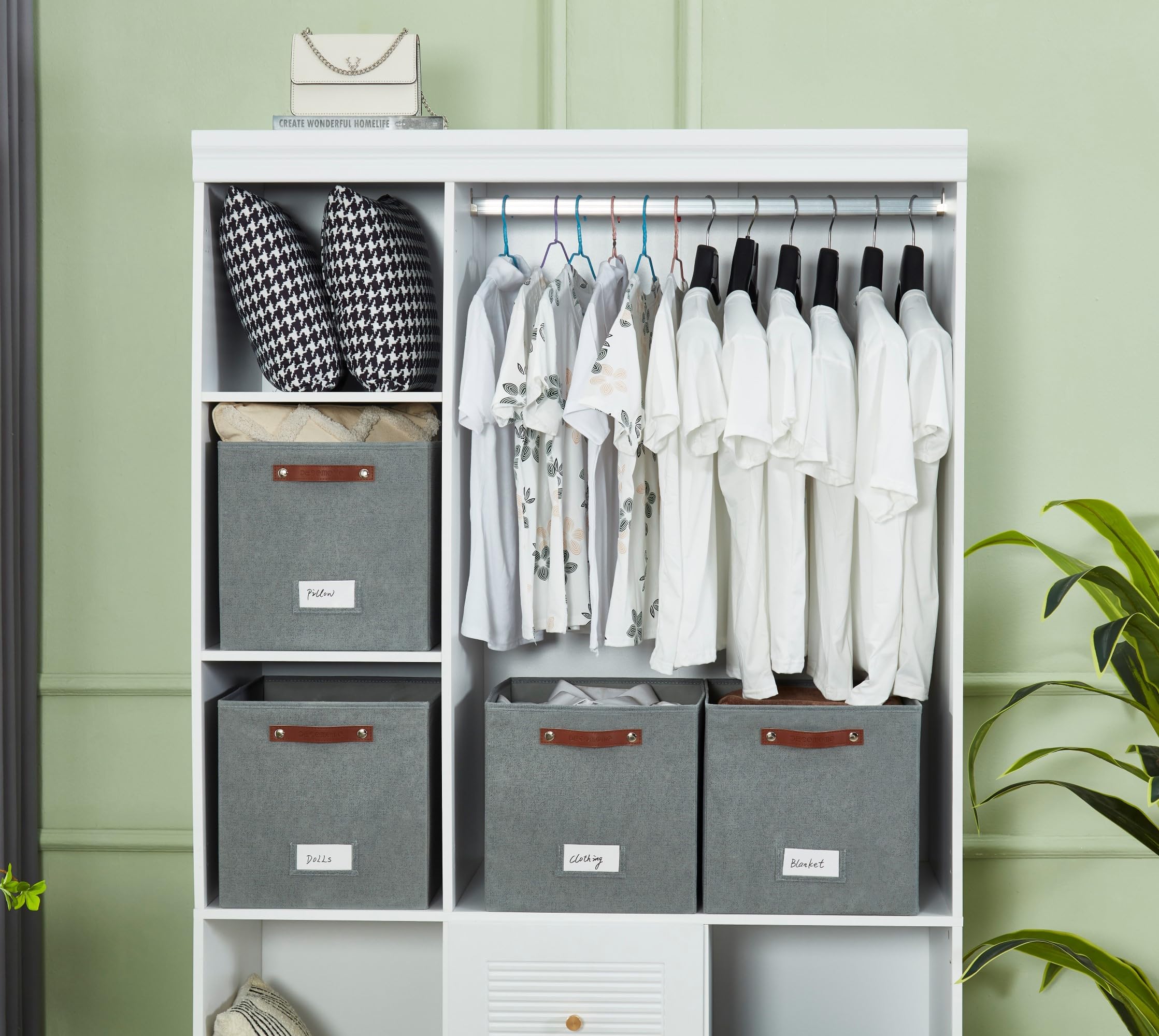 Decomomo Storage Bins | Cube Storage Bin With Label Holders, Fabric Storage Cubes For Organizing Shelves Closet Toy Clothes (11'