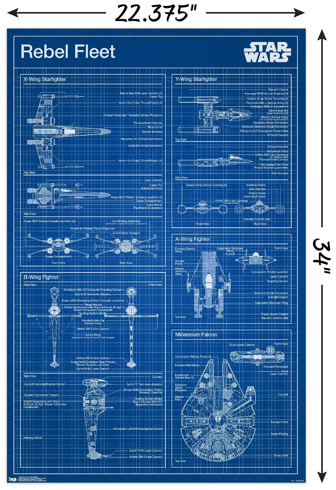 Trends International Star Wars: Saga - Rebel Blueprint Wall Poster, 22.375'' X 34'', Unframed Version
