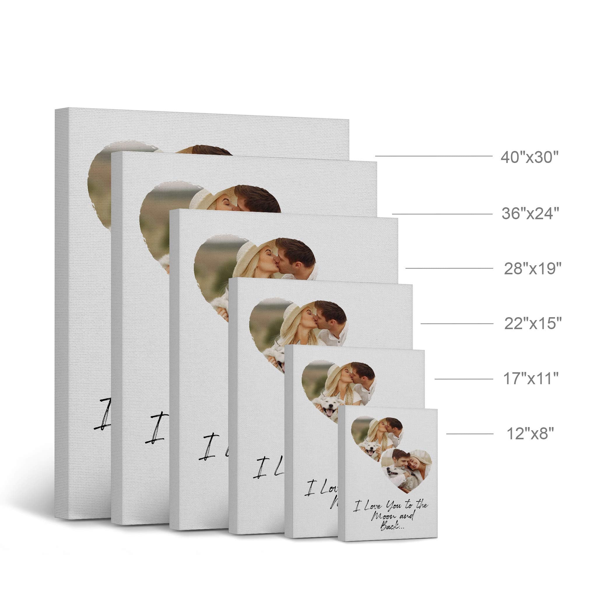 Smile Art Design Custom Photo Print Canvas Print with Your Photos Personalized Photo Upload 2 Images Collage Picture Heart Shape with Quote Couple Personalized Gift Wedding Gift Decor - 22x15 inches