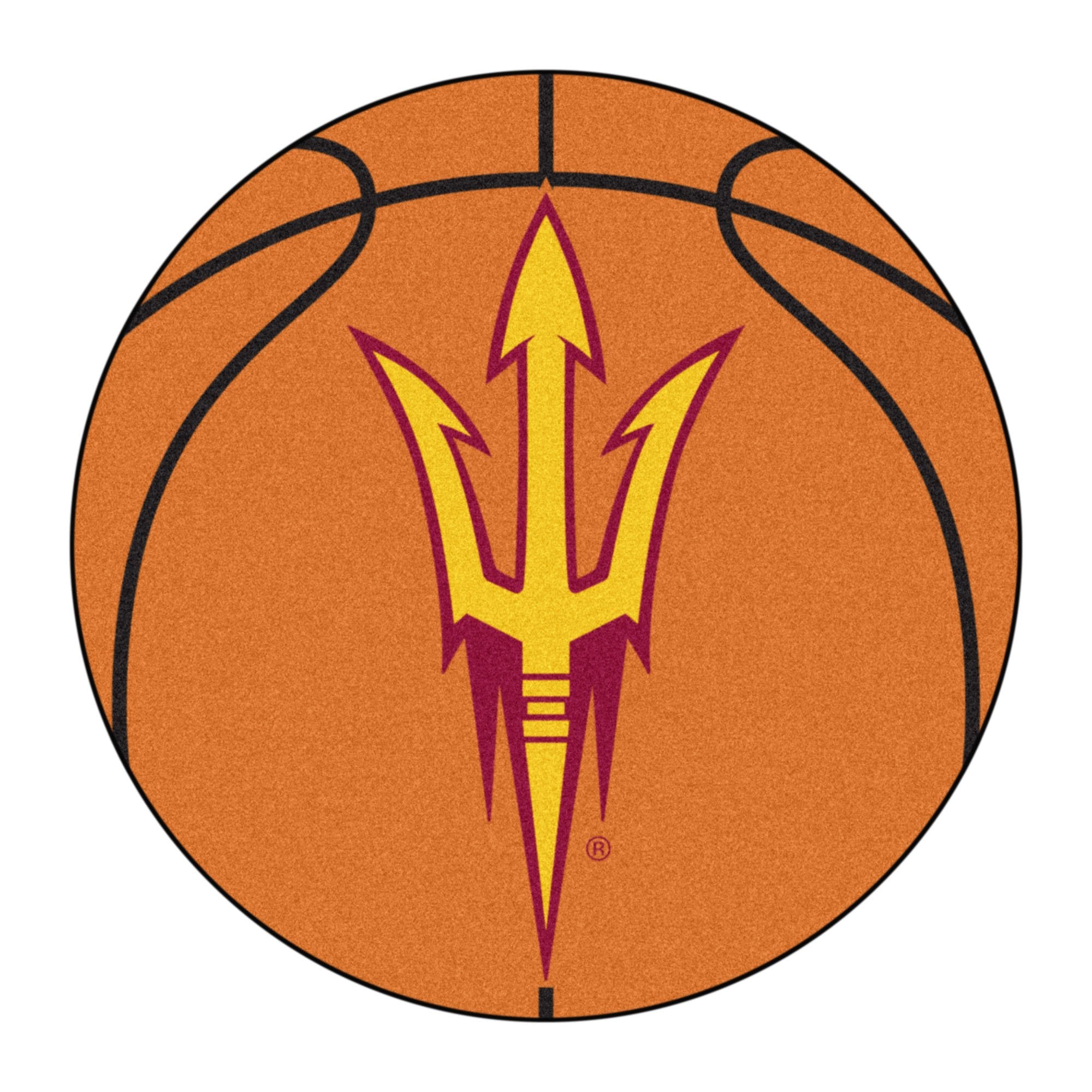 FANMATS 17144 Arizona State Sun Devils Basketball Shaped Rug - 27in. Diameter, Basketball Design, Sports Fan Accent Rug