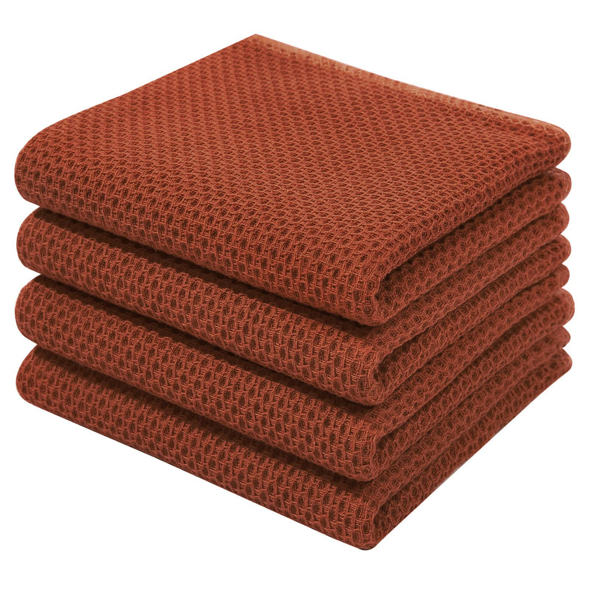 Homaxy 100% Cotton Waffle Weave Kitchen Dish Towels, Ultra Soft Absorbent Quick Drying Cleaning Towel, 13X28 Inches, 4-Pack, Rus
