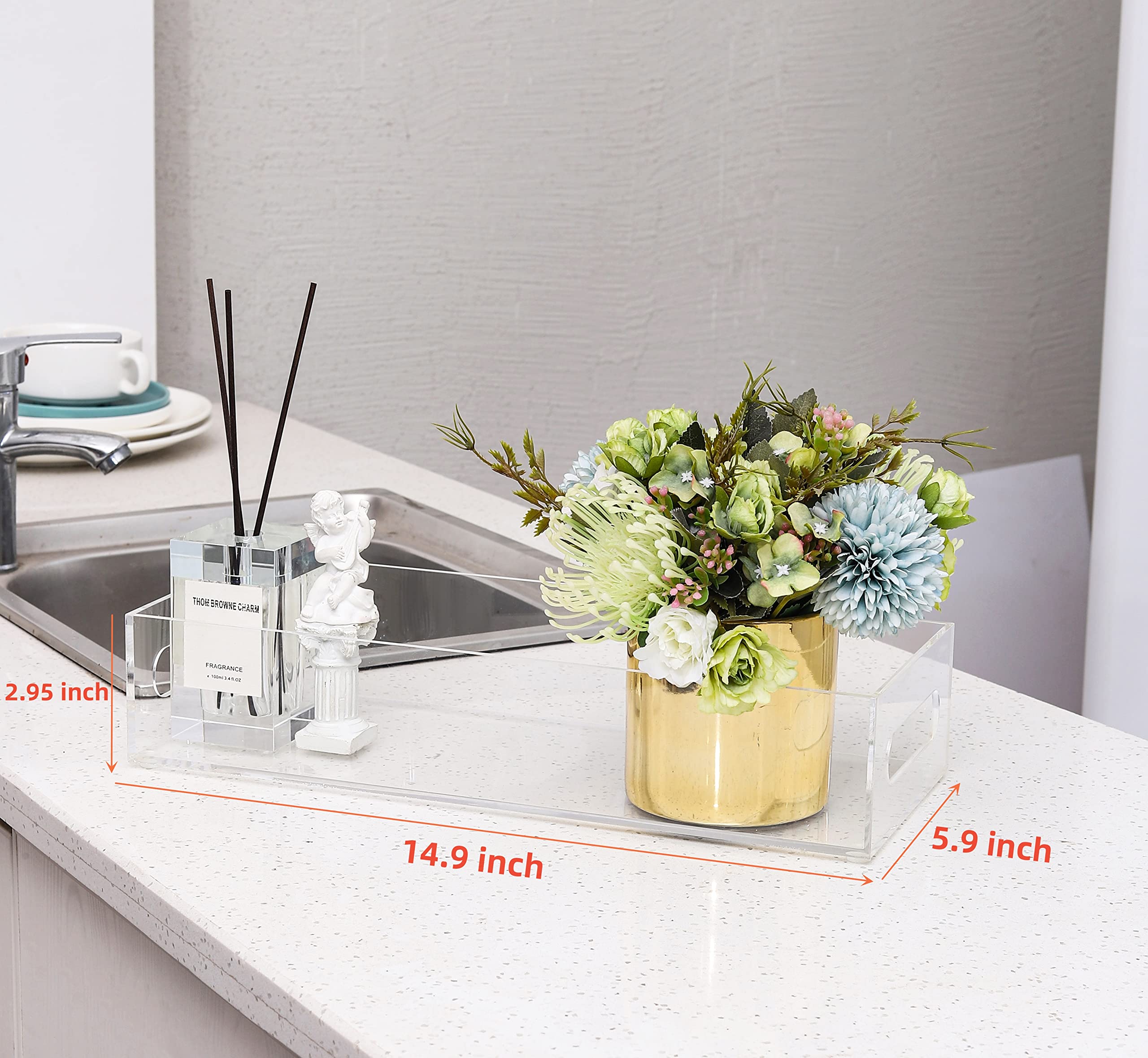 Ieek Toilet Paper Basket,Acrylic Toilet Paper Holder With Storage Modern Bathroom Tray With Handle And Non-Slip Mats For Toilet