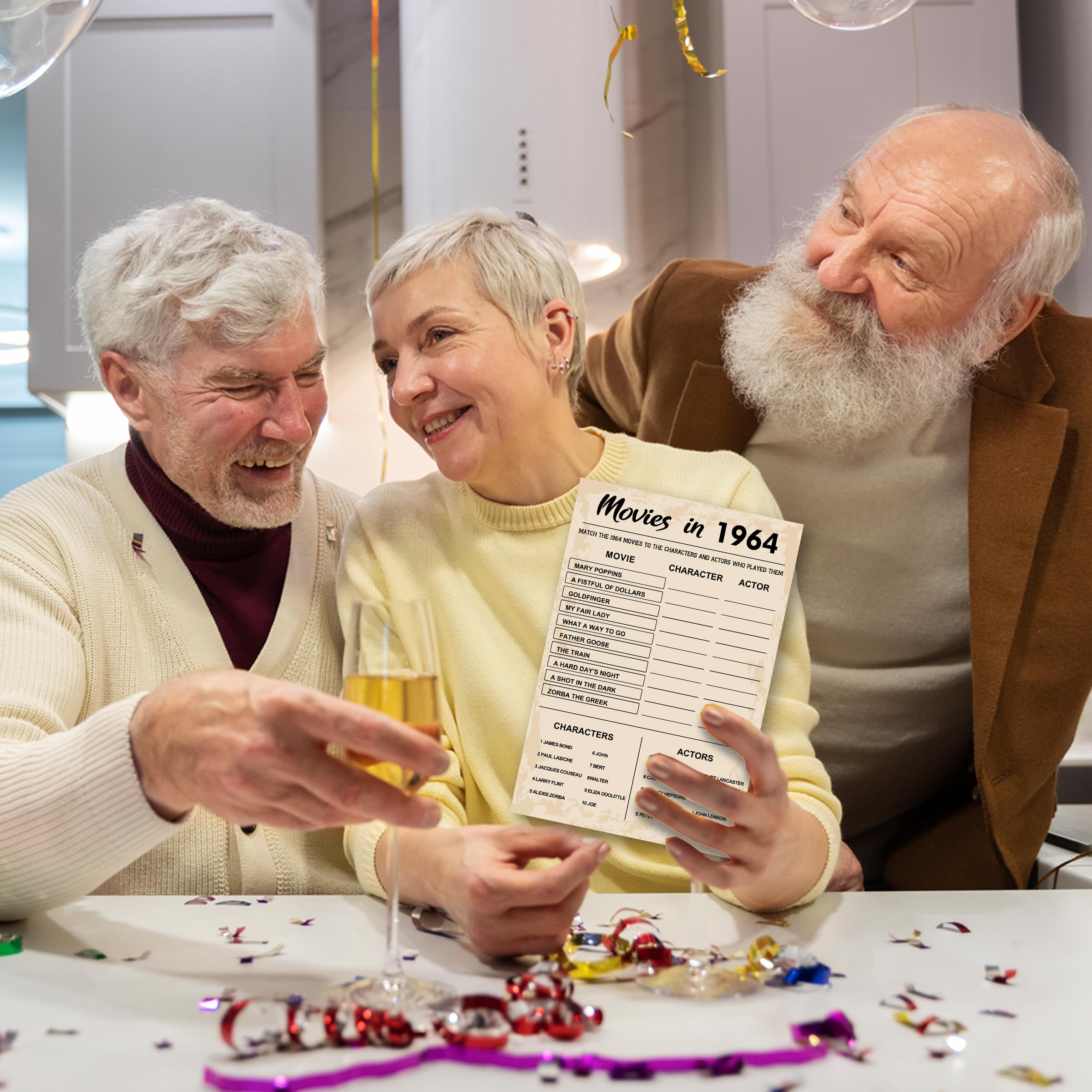 60Th Birthday Party Games, Movies In 1964 Games, Birthday Party Supplies For Adults, Fun 1964S Party Game,Pack Of 30 Cards