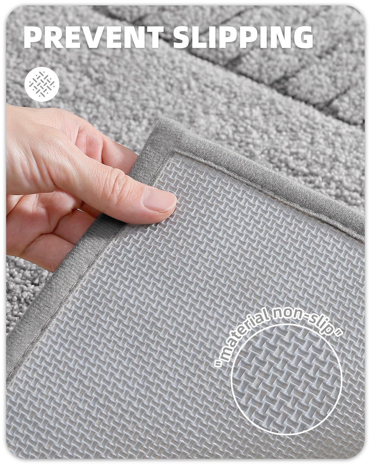 Color&Geometry Long Light Grey Bathroom Runner Rug- 24''X43'' Absorbent Bath Rugs Non Slip Washable, Soft Bath Mats For Bathroom
