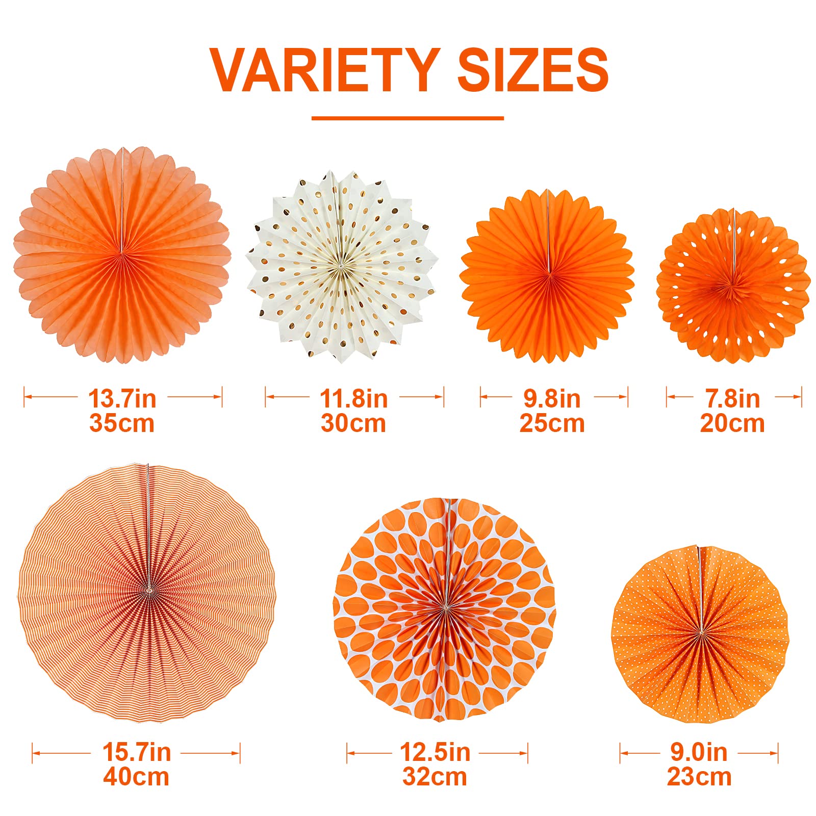 Easy Joy Paper Fans Party Decorations Orange Hanging Paper Fans Sunshine Party Decorations Birthday Wedding Home Classroom Party