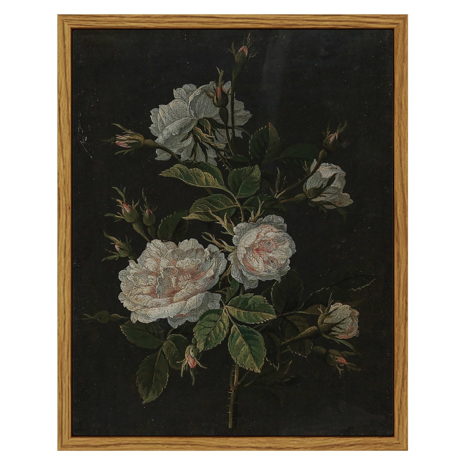 Viyyiea Vintage Framed Wall Art, Retro Floral Paintings Art Decor Aesthetic, Canvas Print Artwork, Classical Flower Wall Picture