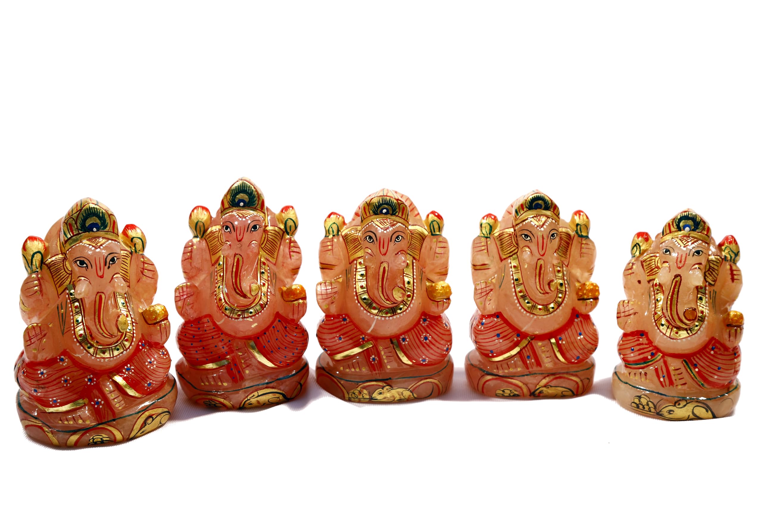 Ayra Luxe Certified Natural Rose Quartz Lord Ganesh Idol